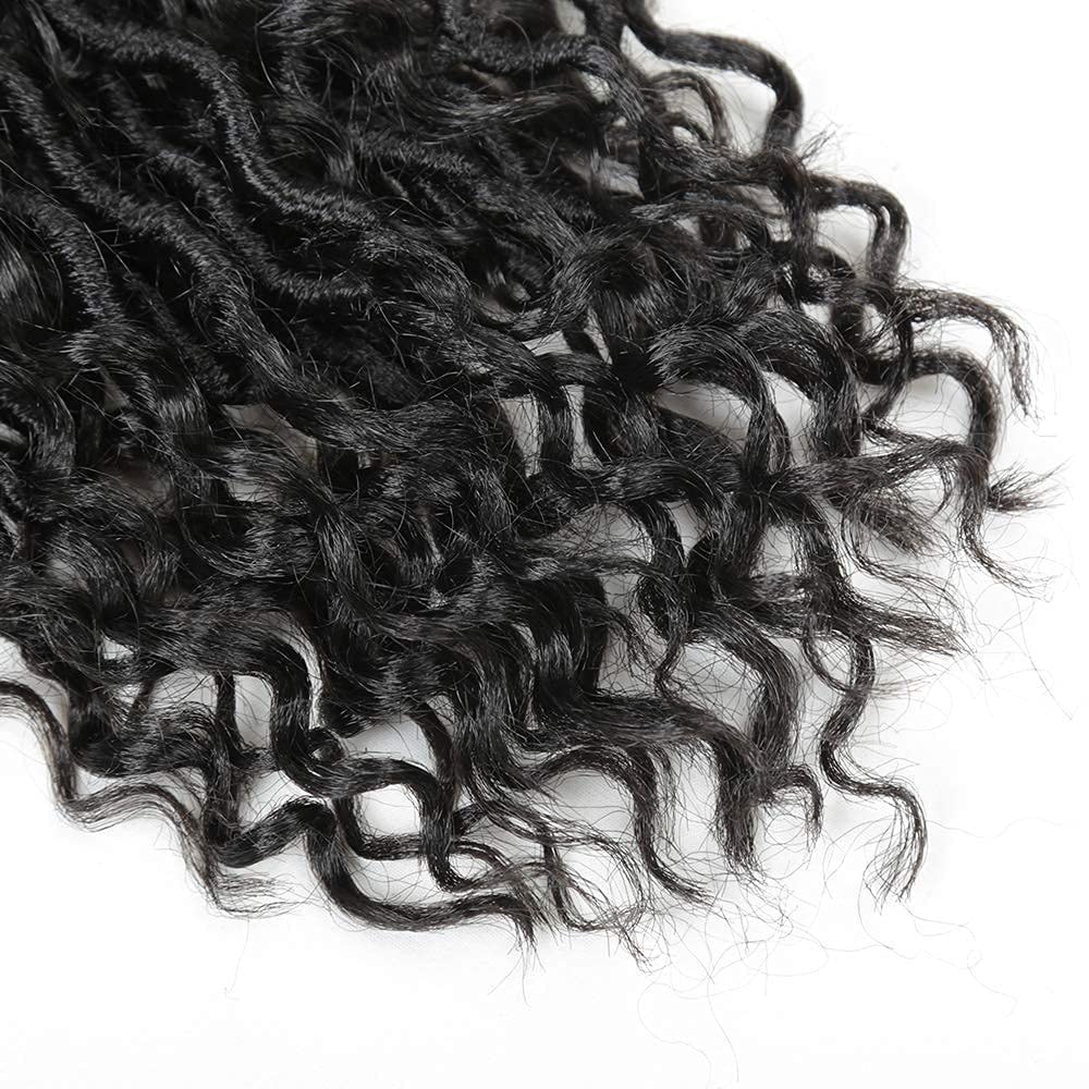 Goddess Locs – Cabello de ganchillo de 14 pulgadas, rastas estilo río bohemias, hippie, onduladas, con cabello rizado en medio y extremos (7