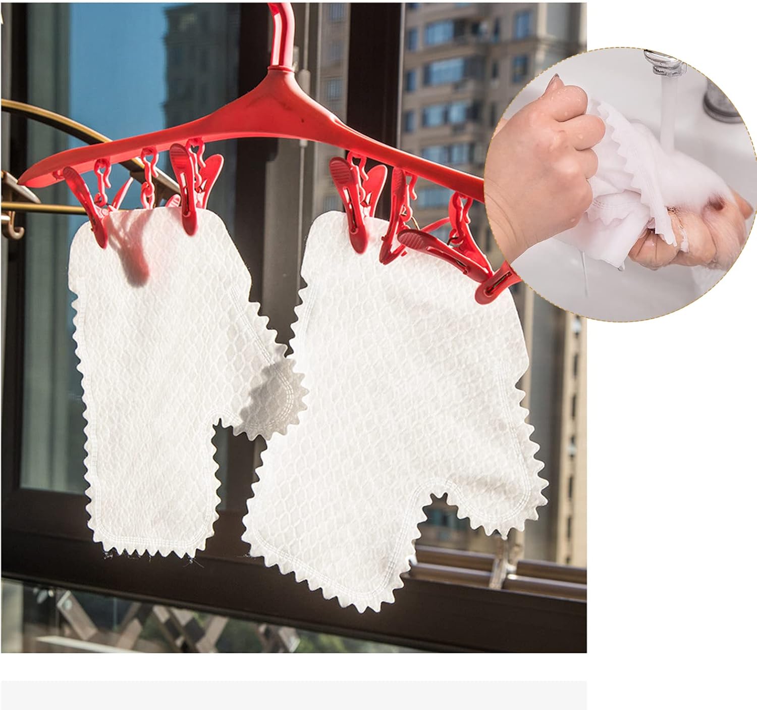 KKONHII Guantes grandes blancos no tejidos para lavavajillas, 40 unidades, doble uso para limpieza en seco y húmedo