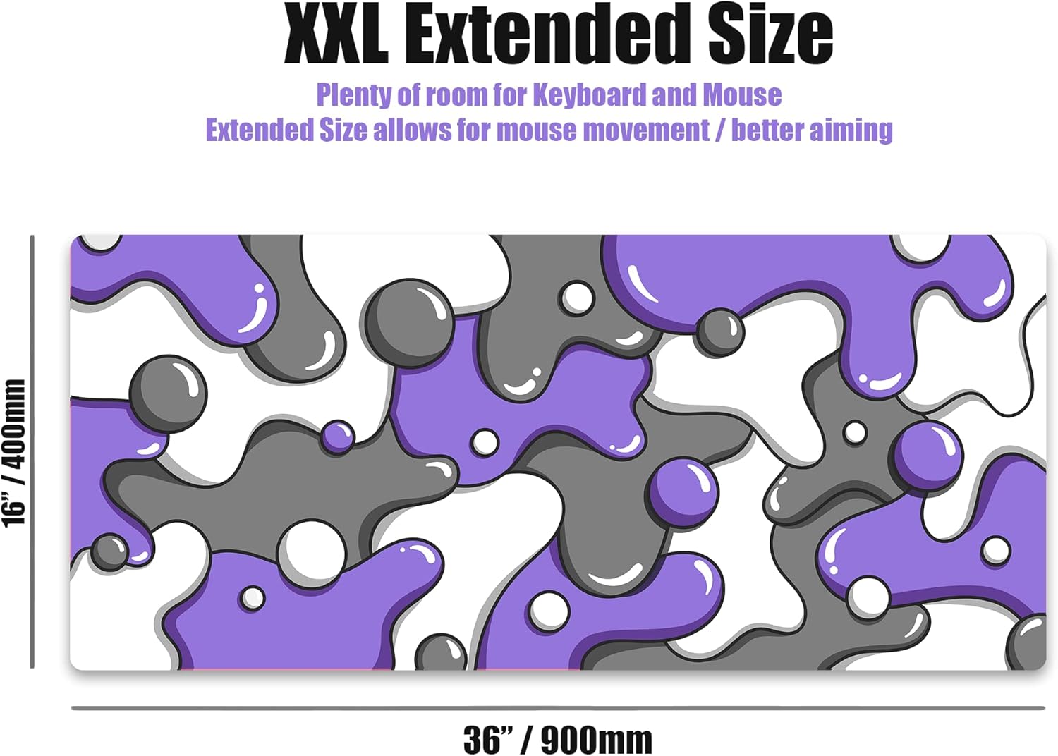 Kraken Keyboards DRIP Edition XXL – Alfombrilla de mouse para juegos morado y blanco, alfombrilla de mouse artesanal profesional, alfombrilla de