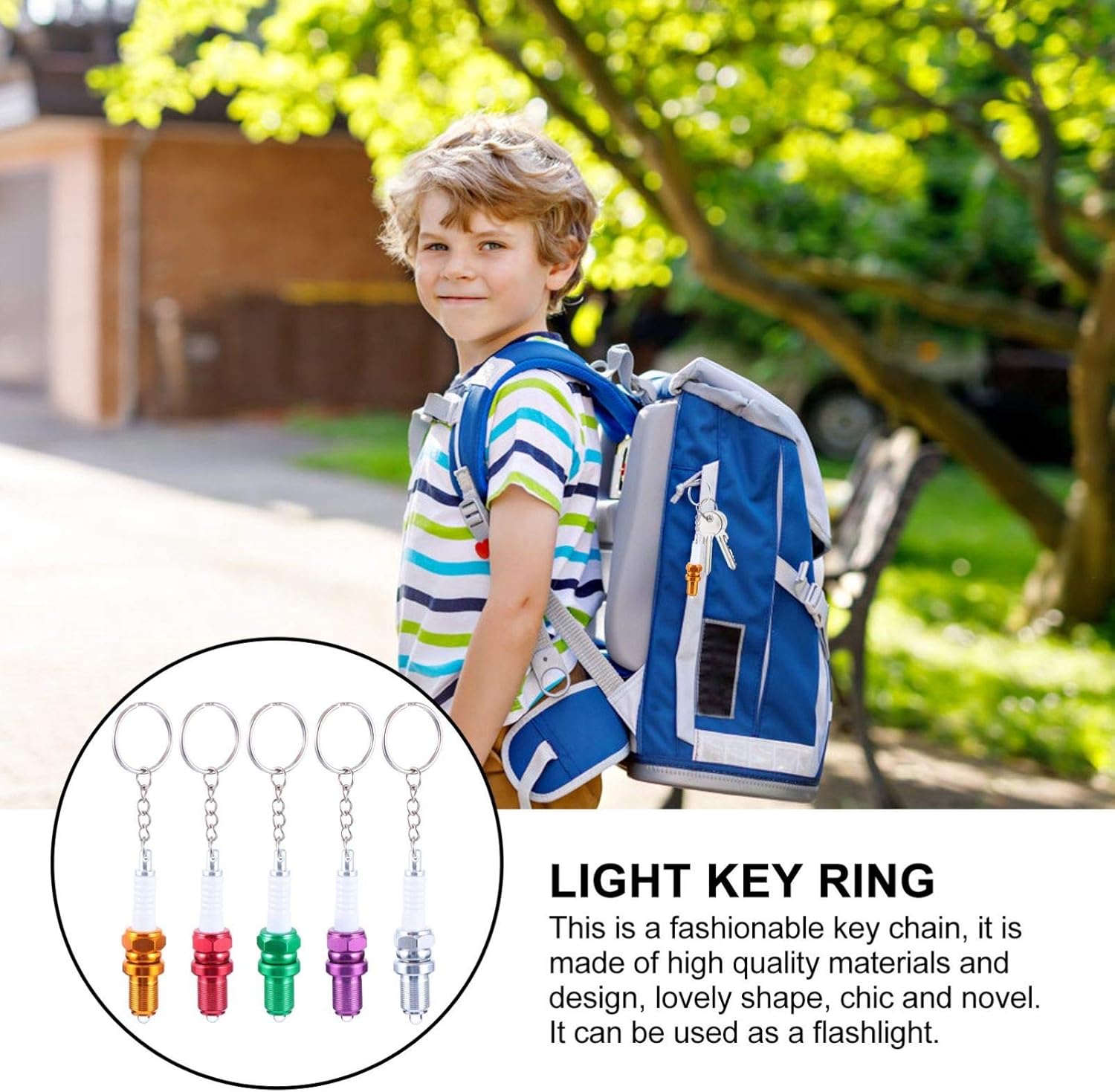 Garneck Llavero de bujía con luz LED iluminada 3D en miniatura, llavero para coche, bolso de mano, colgante para hombres y mujeres, 5 uds, Color