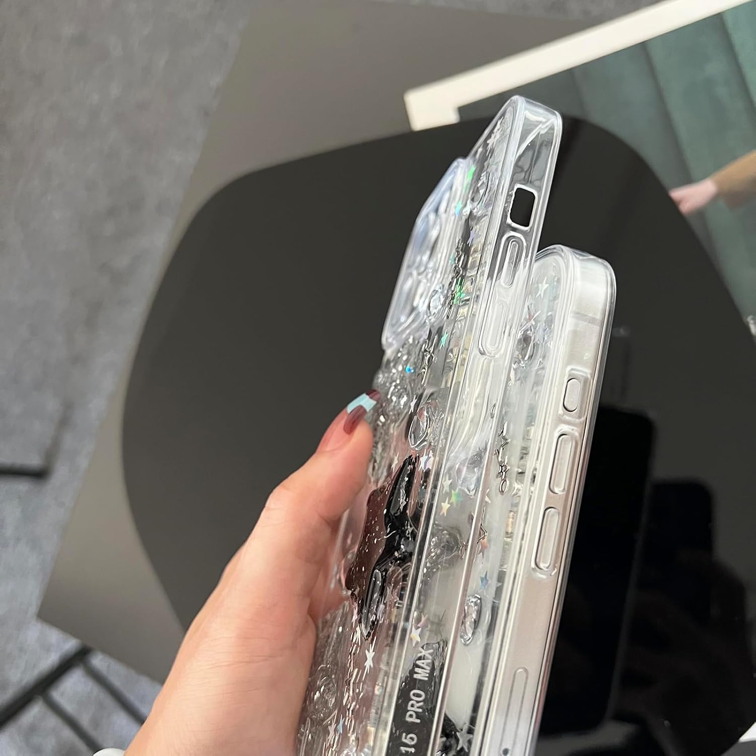 Funda compatible con iPhone 15, diseño de estrellas brillantes con purpurina 3D, bonito diseño de diamantes para niñas y mujeres, funda protectora