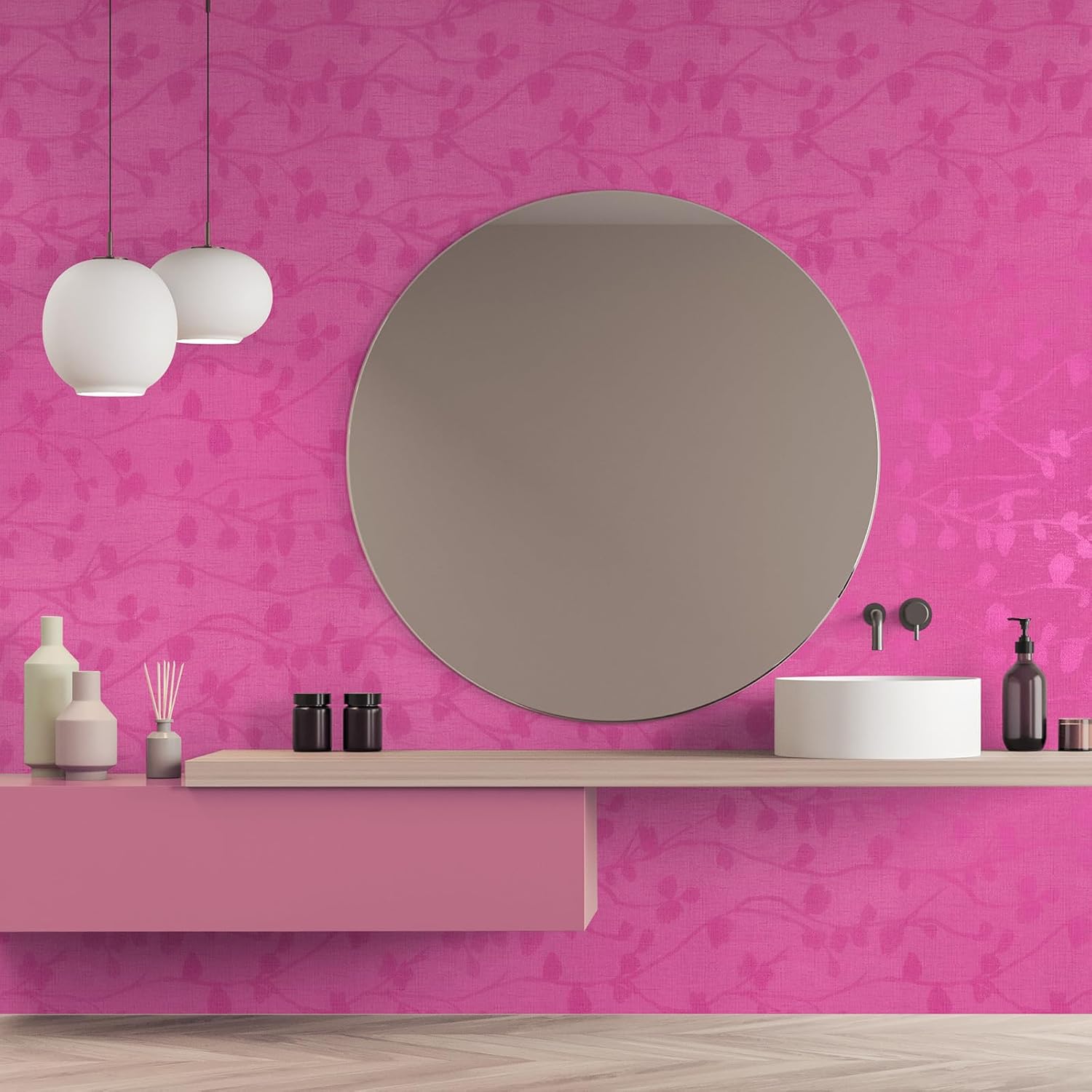 Papel tapiz de seda en relieve de color rosa oscuro, autoadhesivo, extraíble, texturizado rosa, papel de contacto para gabinetes, película de vinilo
