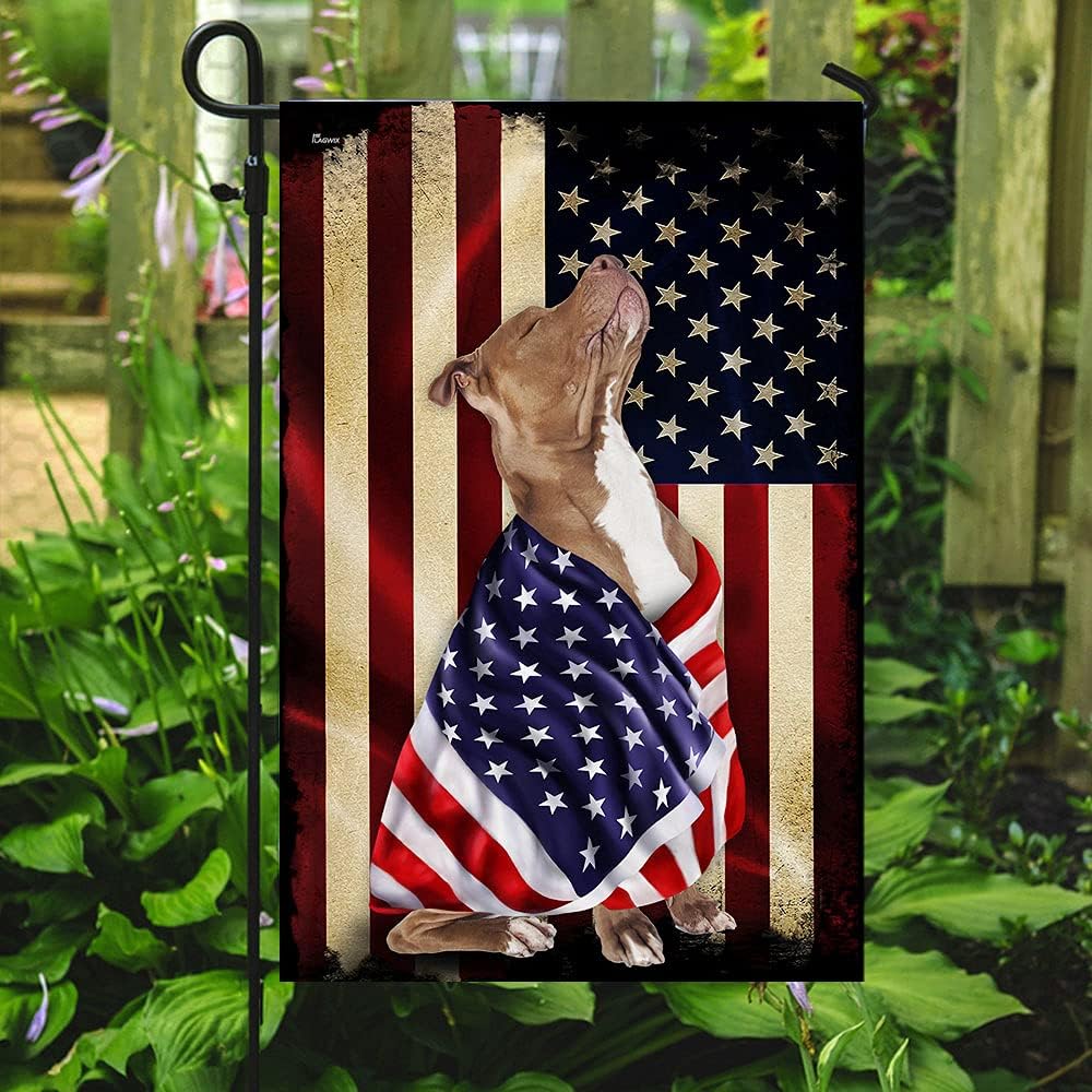 FLAGWIX Bandera estadounidense de Pitbull American Patriot (29.5 x 39.5 pulgadas), banderas de Estados Unidos de poliéster de alta calidad,