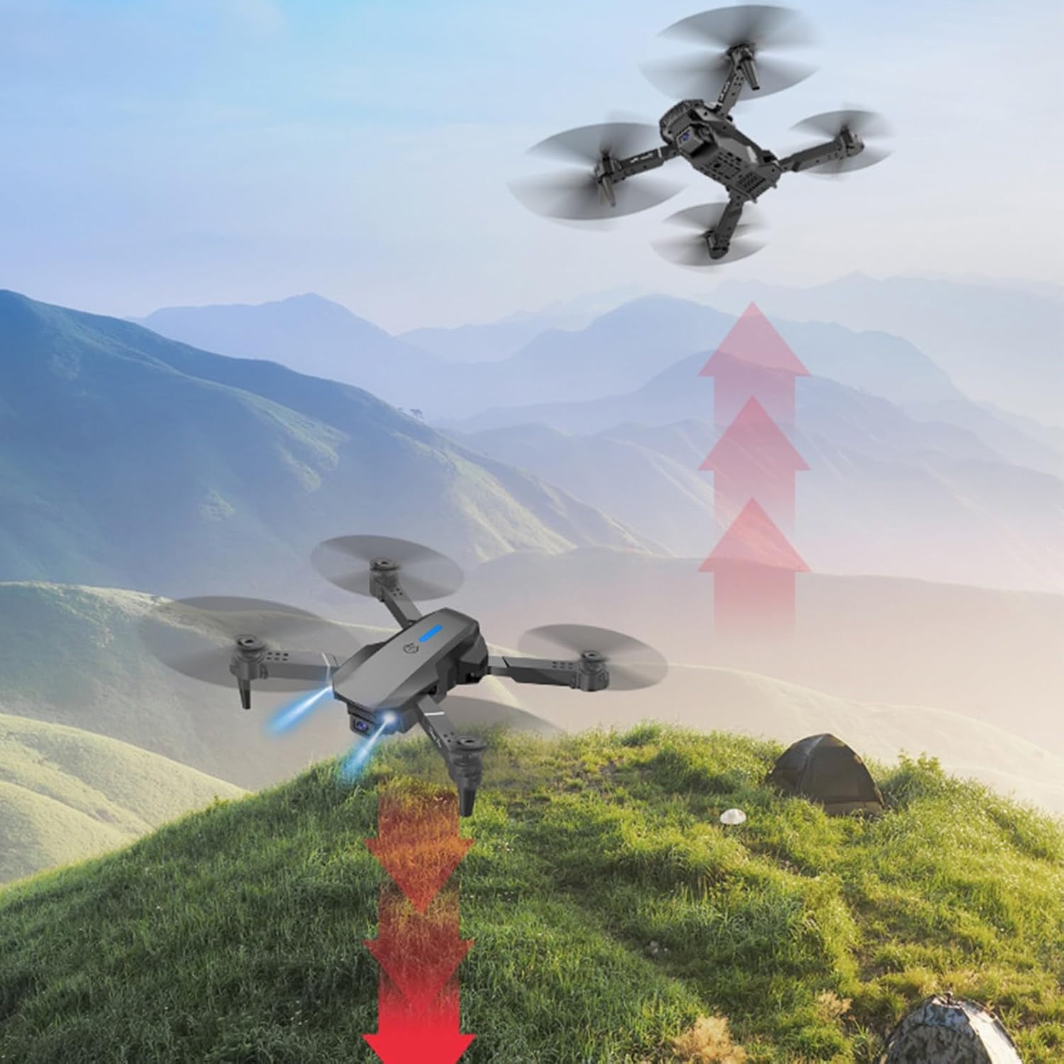 Drone with Camera, Remote Control Foldable Drone with Dual 4K HD FPV Camera – Altitude Hold, Headless Mode, One Key Start Speed Adjustment,