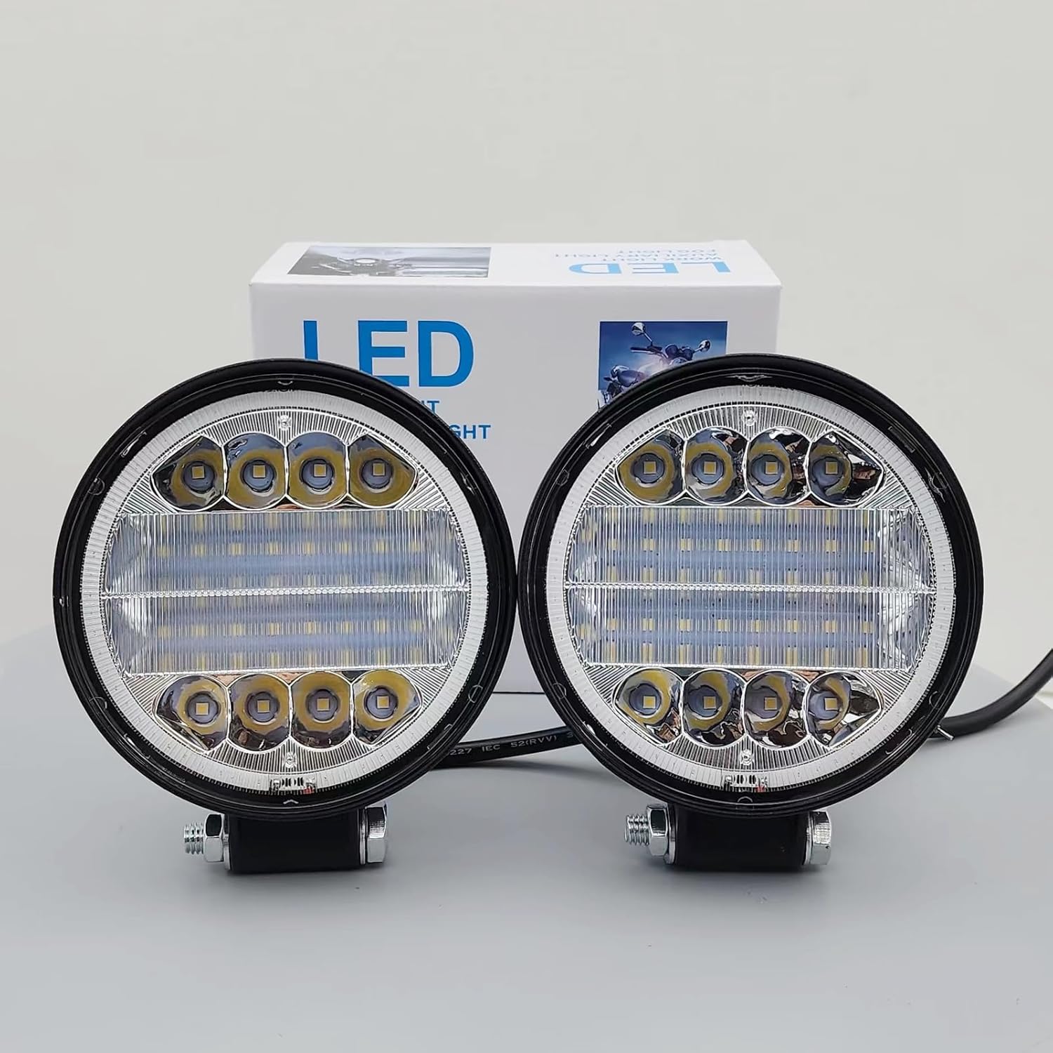 2 cápsulas de luz LED de 4.5 pulgadas, luces de trabajo combinadas de inundación de punto redondo de 72 W, luces de conducción antiniebla con vainas