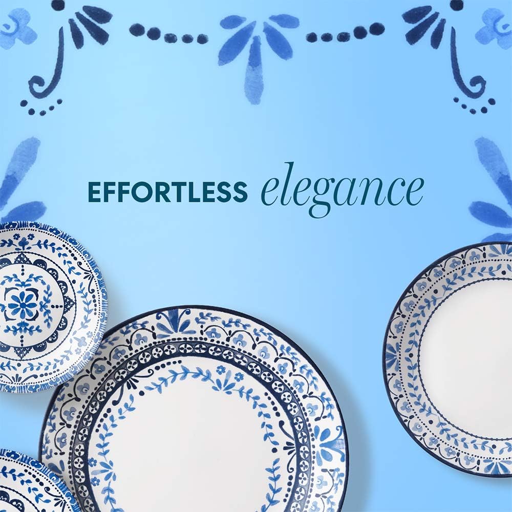 Juego de vajilla de 18 piezas de Corelle Vitrelle para 6 personas, triple capa de vidrio, resistente a las astillas, y Vitrelle de 28 onzas, cuencos