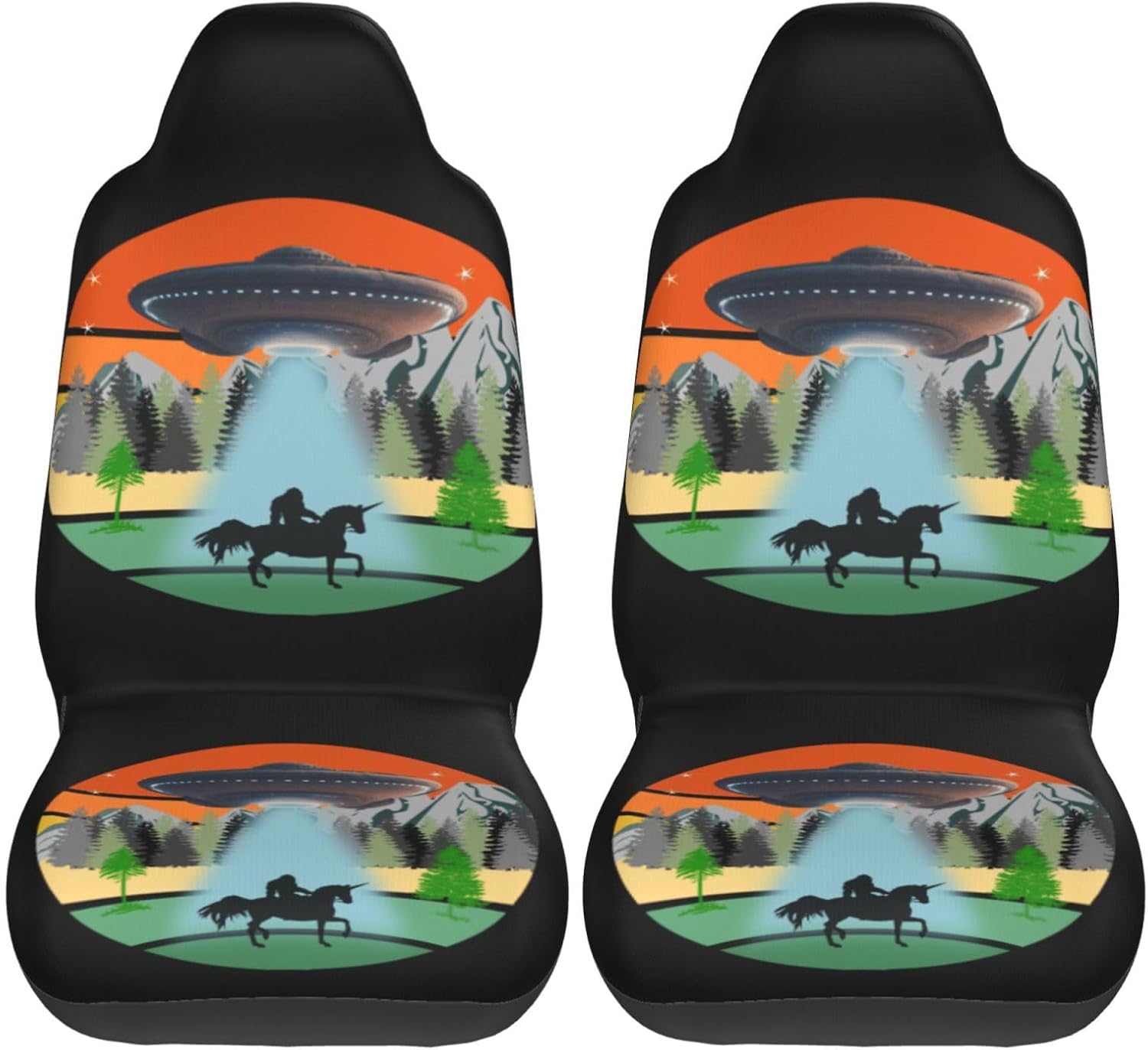 Alien Unicorn Sasquatch Bigfoot – Funda de asiento delantero de automóvil para hombres y mujeres, 2 piezas, fundas de asiento automotriz para