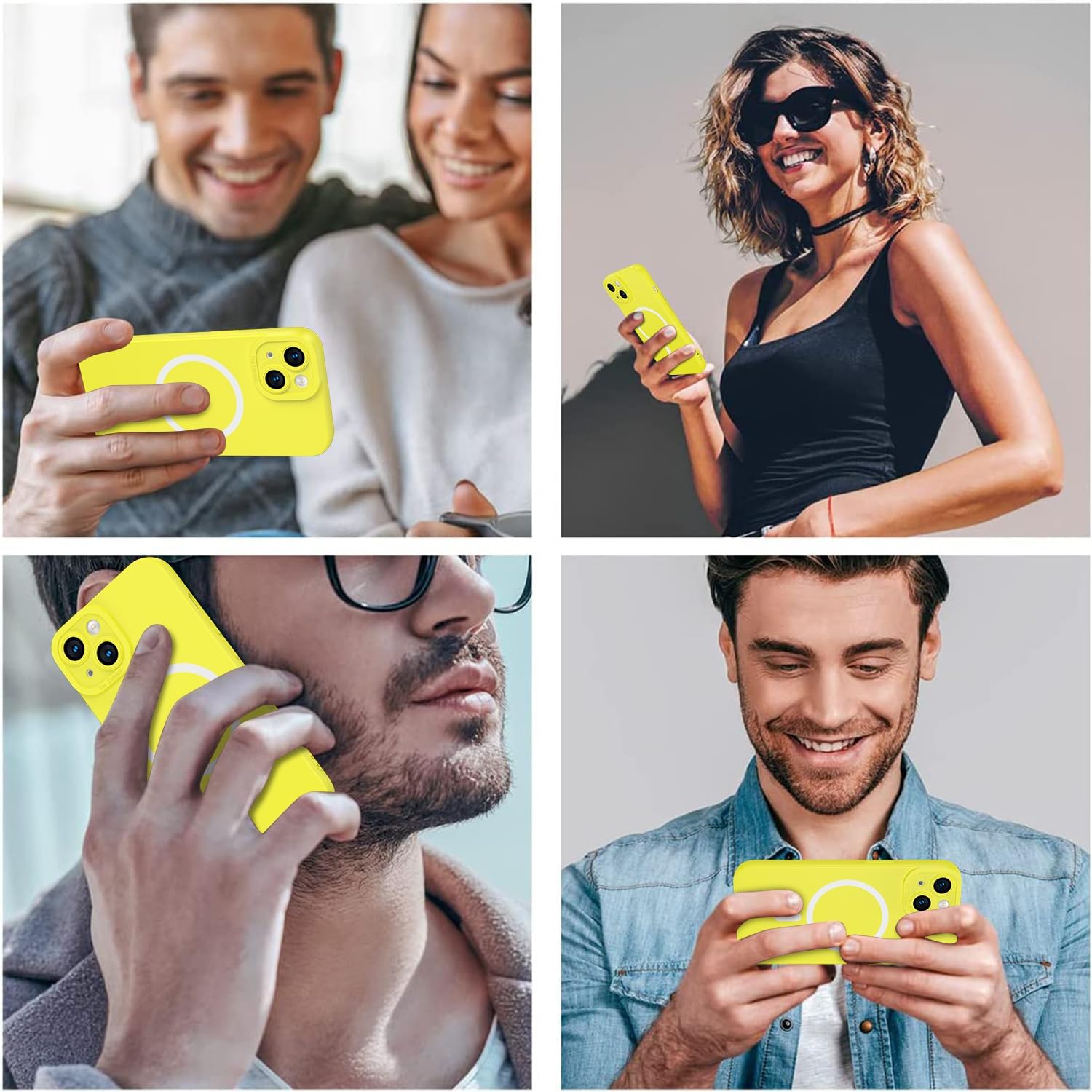 Funda magnética para iPhone 14 Plus, funda de silicona a prueba de golpes compatible con MagSafe, forro de microfibra suave antiarañazos, cubierta