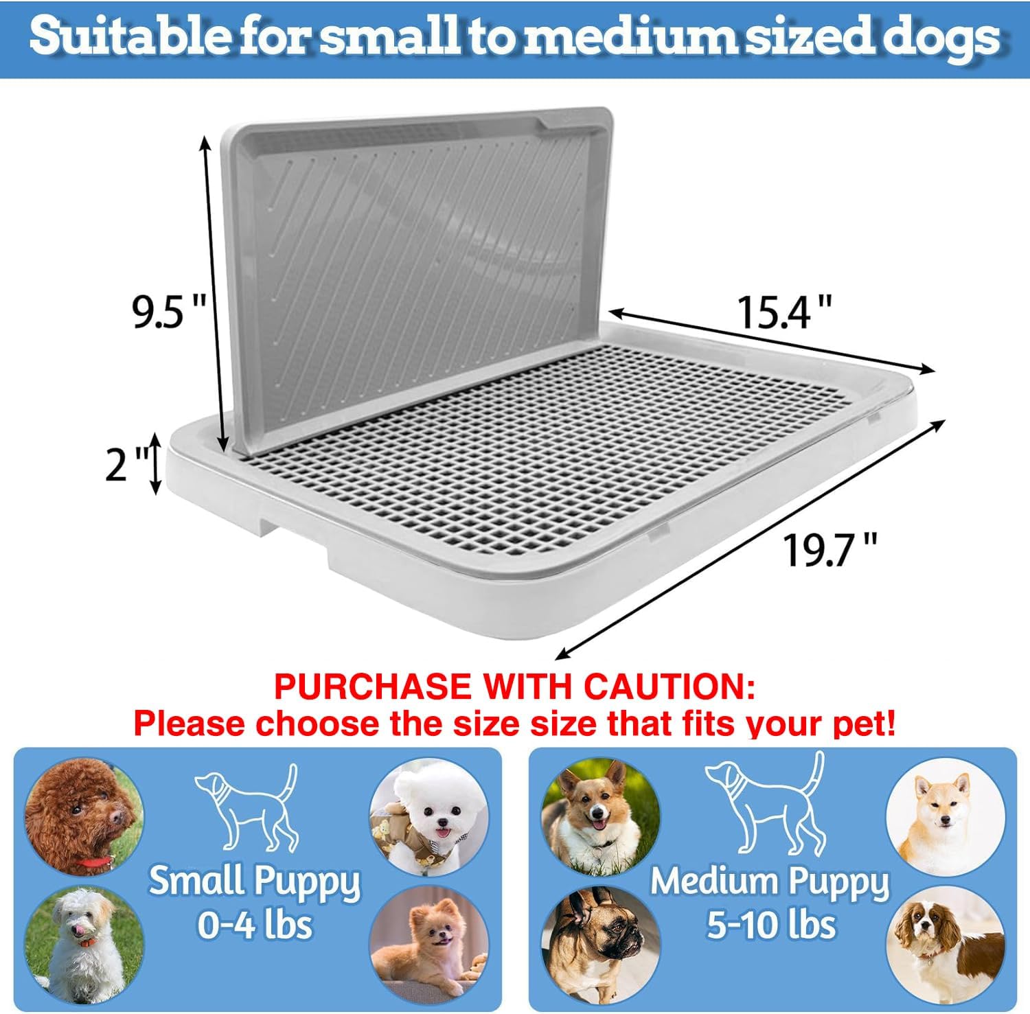 Hamiledyi Bandeja para orinal para perros con bandeja de pared para orinar reutilizable, soporte para almohadillas de entrenamiento de cachorros,