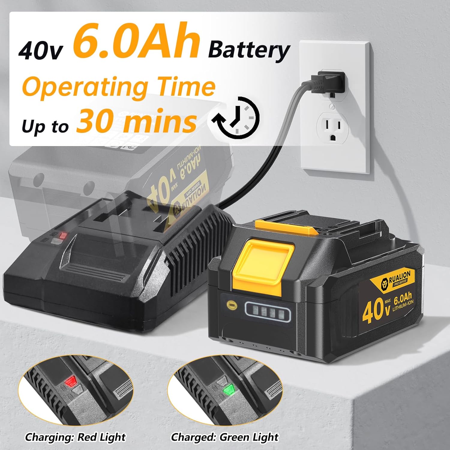 Soplador de hojas inalámbrico de hasta 620 CFM, 180 MPH-40V, soplador de hojas eléctrico inalámbrico con batería de 6.0 Ah y cargador, sopladores a