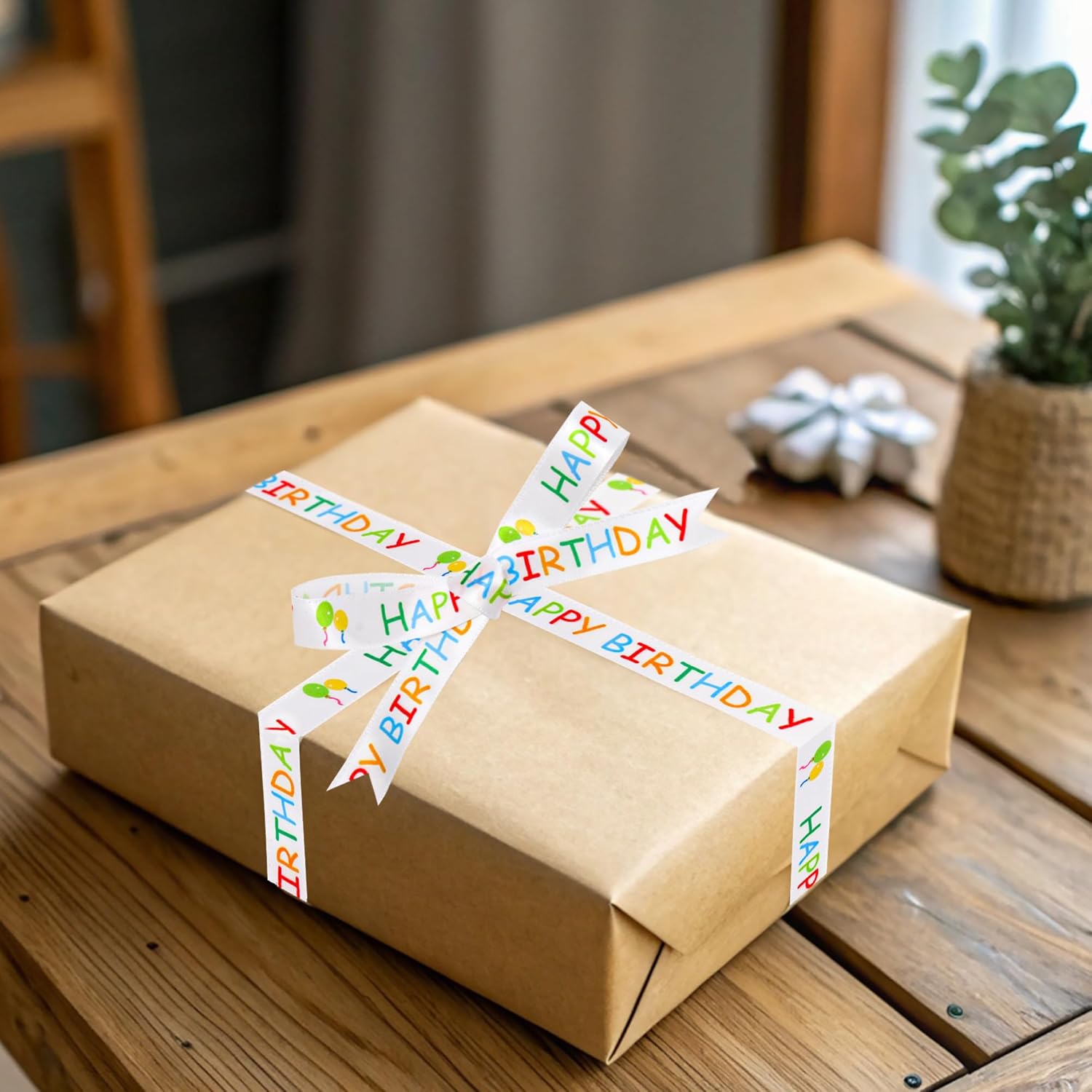 Rollo de cinta de feliz cumpleaños para envolver regalos, manualidades, decoración de fiestas, decoración de pasteles coloridos con temática