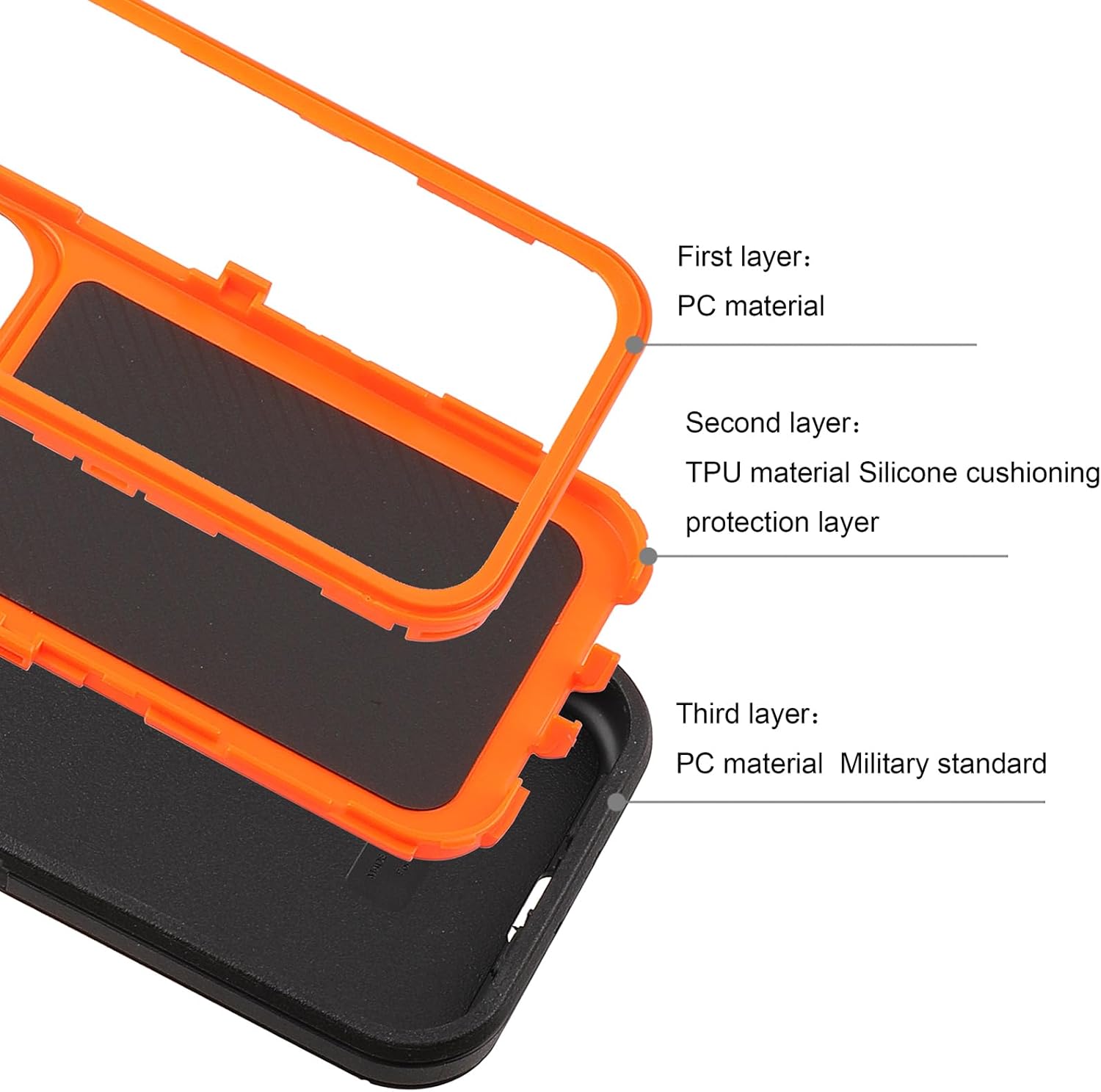 Funda para iPhone 14 Pro con protector de pantalla de vidrio templado y protector de lente de cámara de 3 capas de protección resistente contra