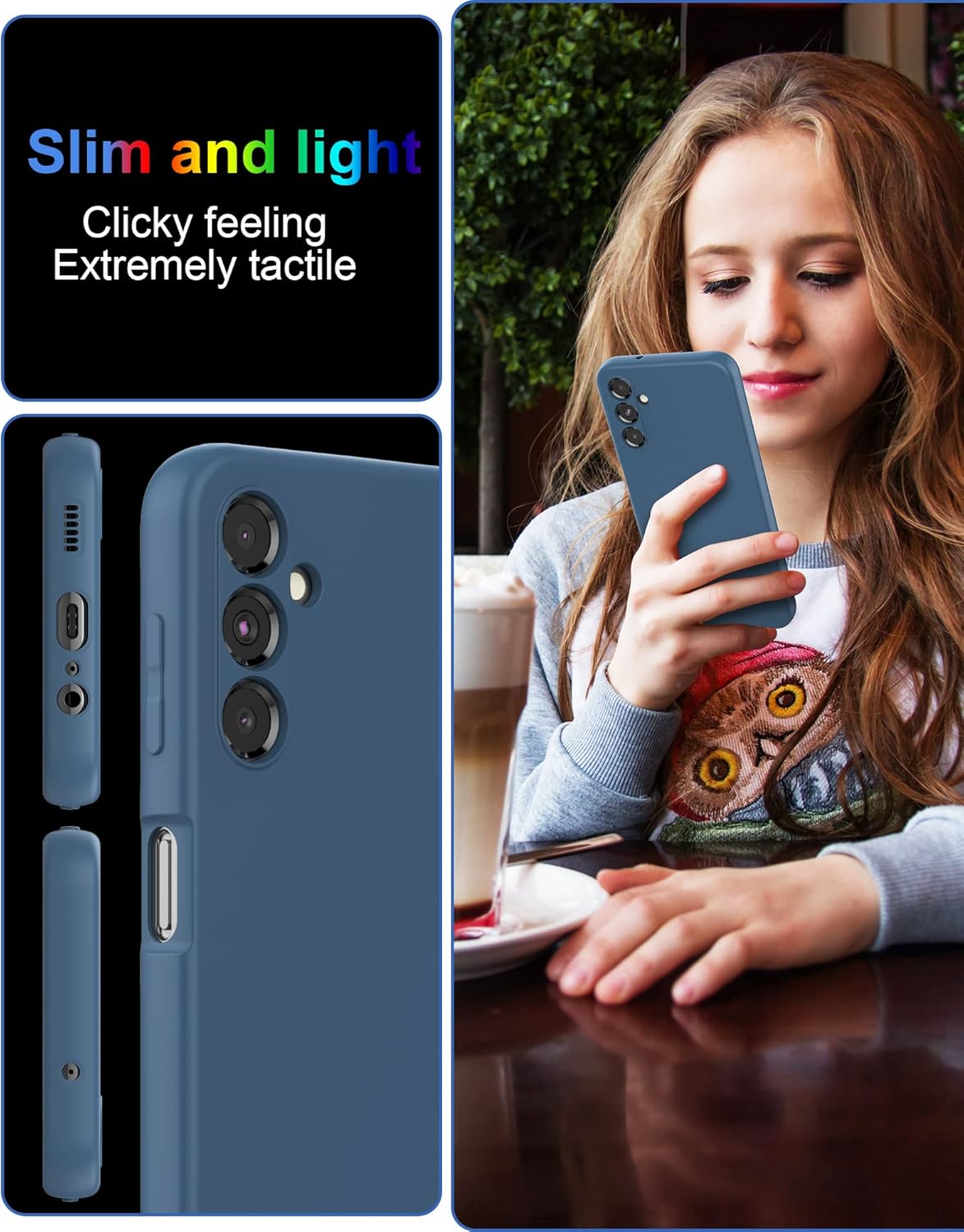 Foluu Funda de silicona para Samsung Galaxy A14 5G, funda protectora de goma de gel líquido con forro de microfibra suave, carcasa rígida delgada a