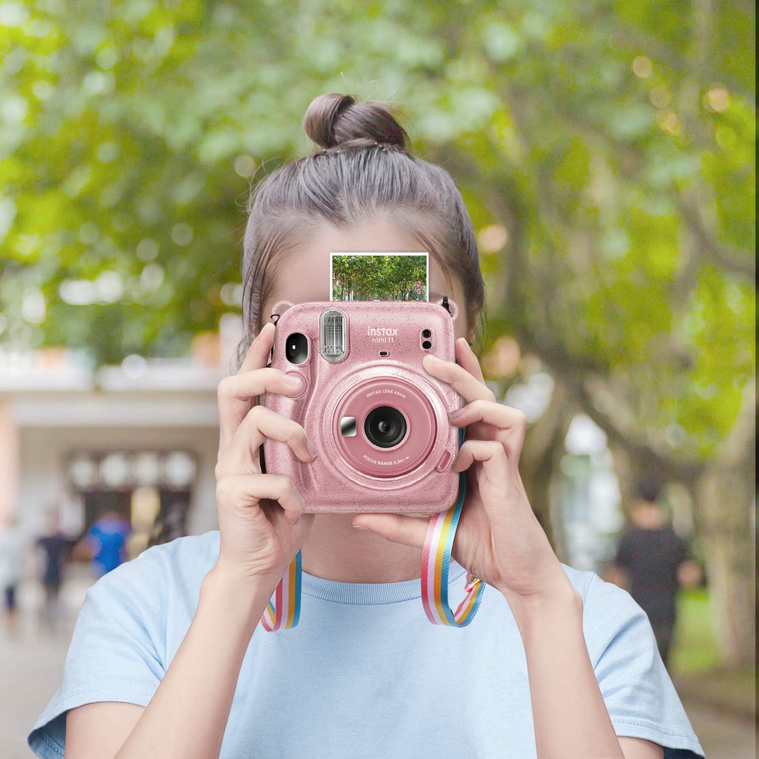 Fintie Funda protectora transparente para cámara Fujifilm Instax Mini 11 de película instantánea – Carcasa rígida de cristal con correa extraíble de