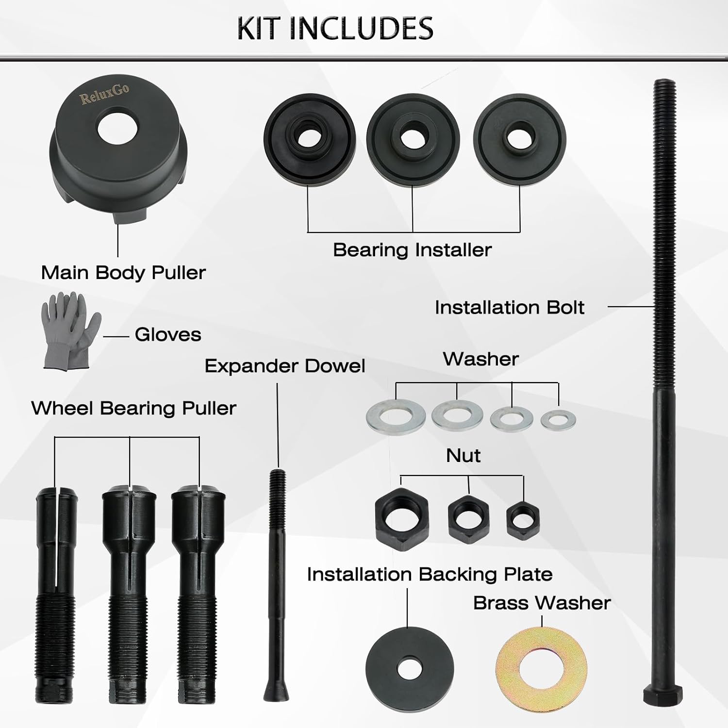 ReluxGo Kit de herramientas de extracción de rodamientos de rueda para Harley Davidson, herramienta de extracción e instalación de rodamientos de