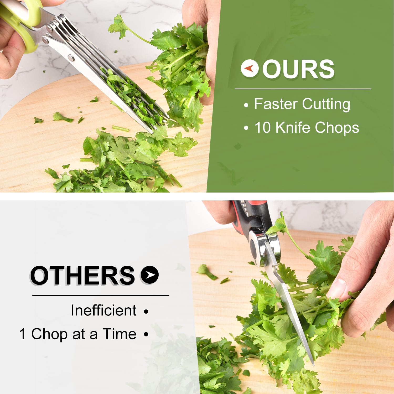 Tijeras de hierbas  Tijeras multiusos de acero inoxidable de 5 cuchillas para hierbas de cocina, cortador de hierbas con cubierta de seguridad y