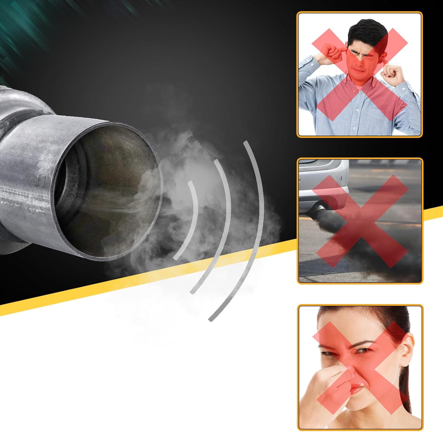 Tubo flexible de escape, 2 x 4 x 8 pulgadas de longitud total, tubo flexible de doble trenza de acero inoxidable resistente, paquete de 2