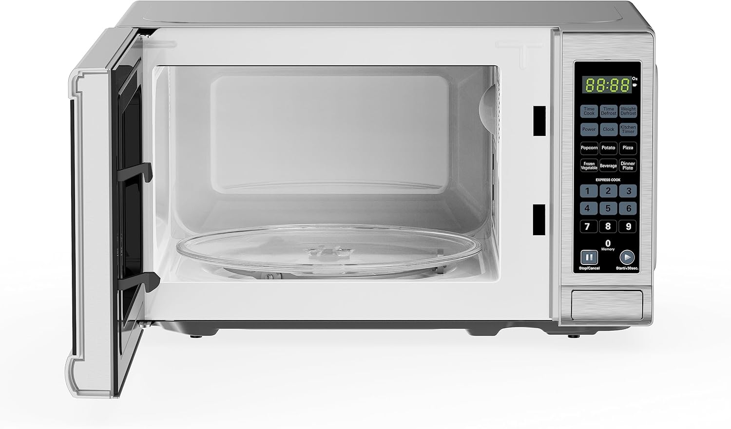 BLACK+DECKER Encimera compacta 0.7 pies cúbicos Horno de microondas digital de 700 vatios, iluminación LED, cerradura para niños, acero inoxidable