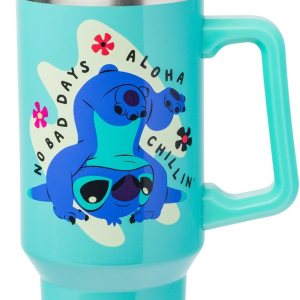 Silver Buffalo Disney Lilo and Stitch Aloha – Vaso de acero inoxidable con asa y pajilla, se adapta al portavasos estándar, 40 onzas Silver Buffalo Disney Lilo and Stitch Aloha – Vaso de acero inoxidable con asa y pajilla, se adapta al portavasos estándar, 40 onzas