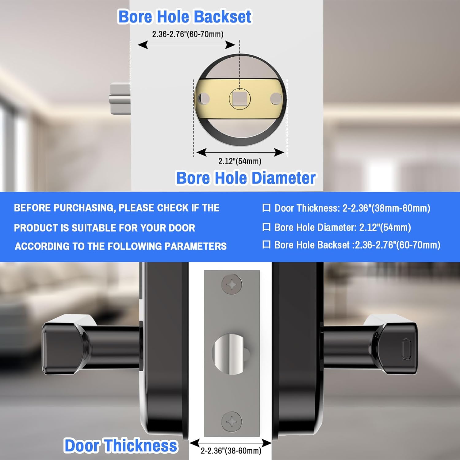 Smart Lock – Cerradura de puerta de huella digital Secustone – Cerradura de puerta de entrada sin llave – Cerradura inteligente para puerta