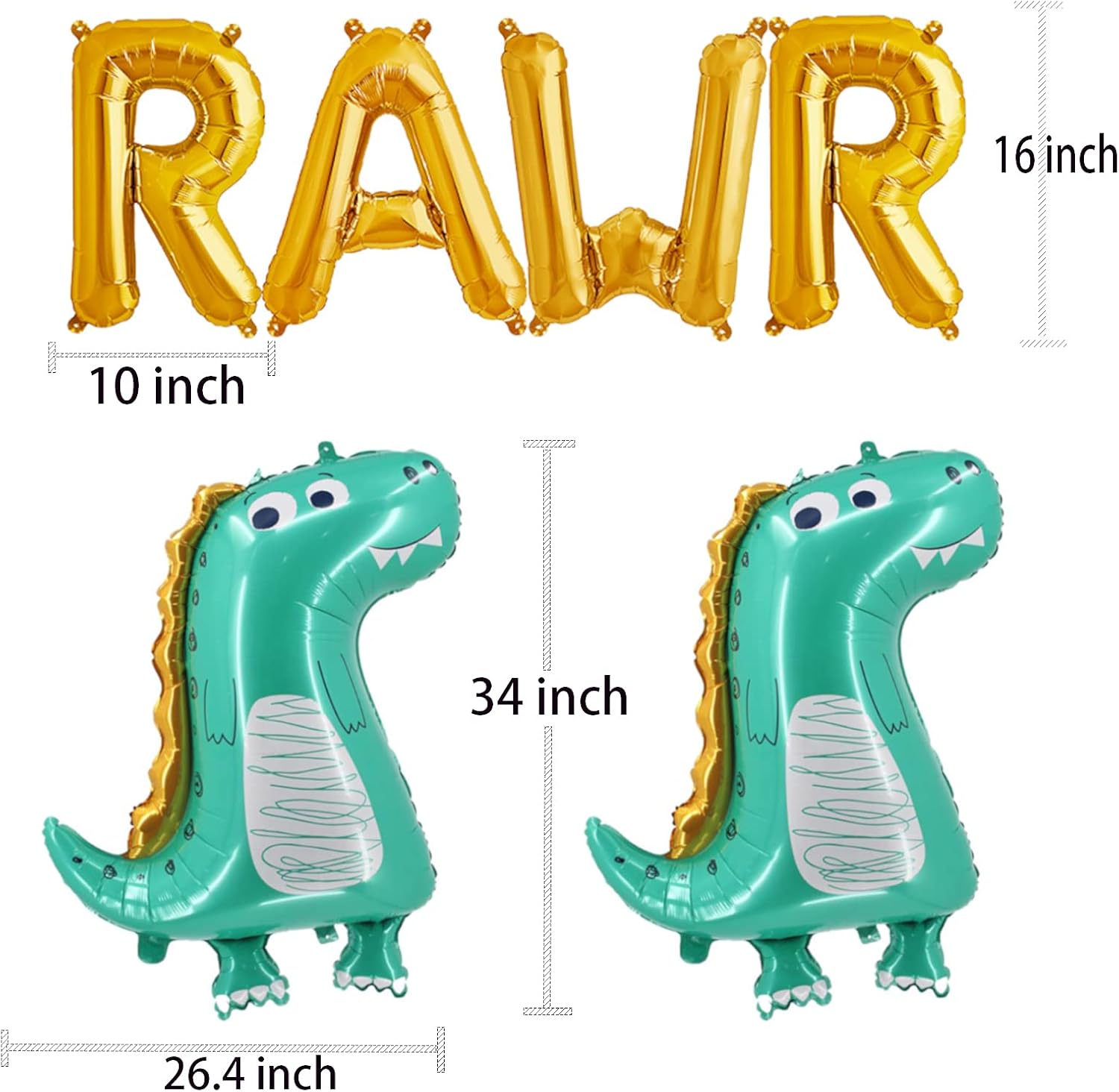 Rawr – Globos de dinosaurio 2 globos grandes de dinosaurio para decoración de fiesta de cumpleaños de bebé