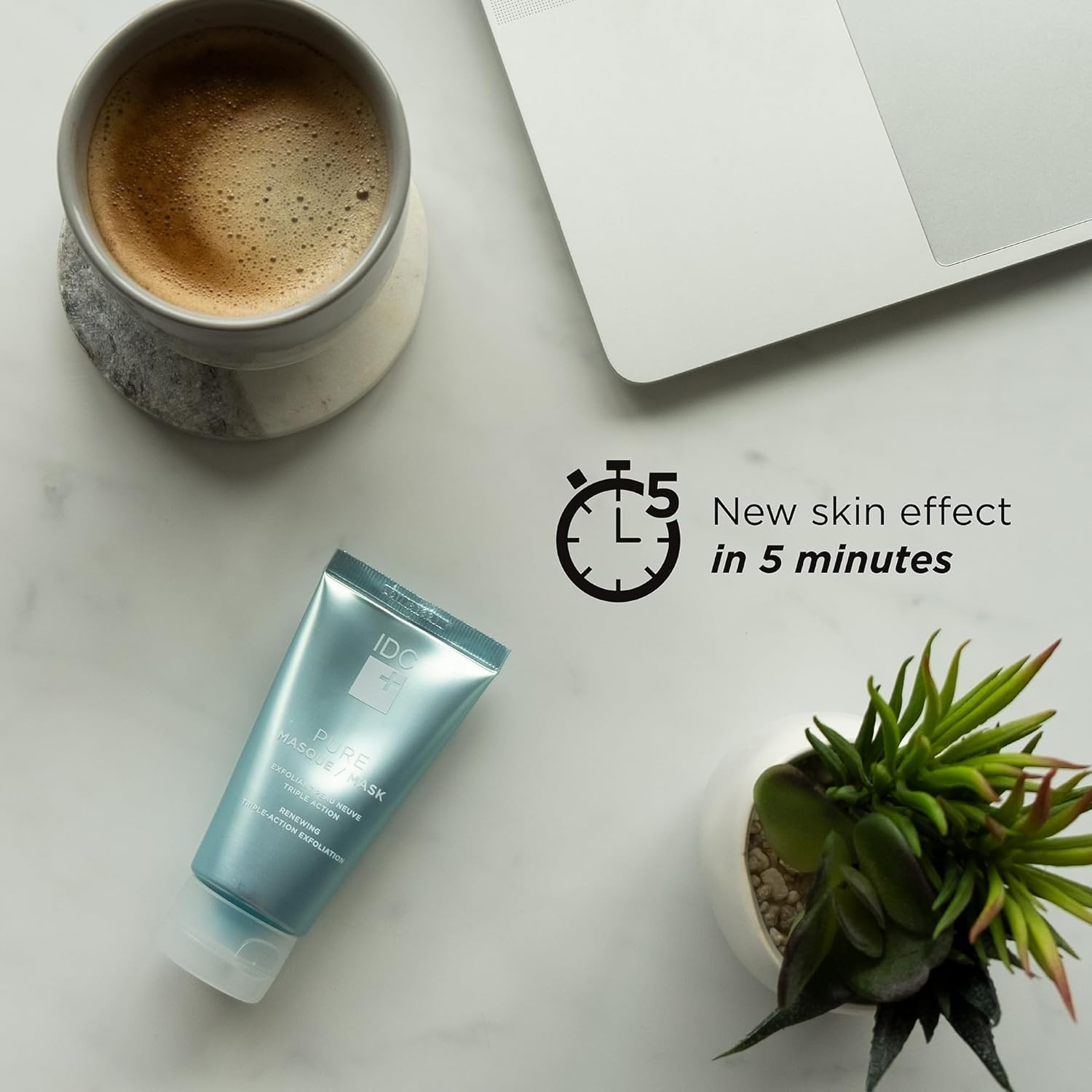 IDC Dermo Pure Mascarilla para el cuidado de la piel de la cara, máscara AHA iluminadora y renovadora de la piel para todo tipo de piel, mascarilla