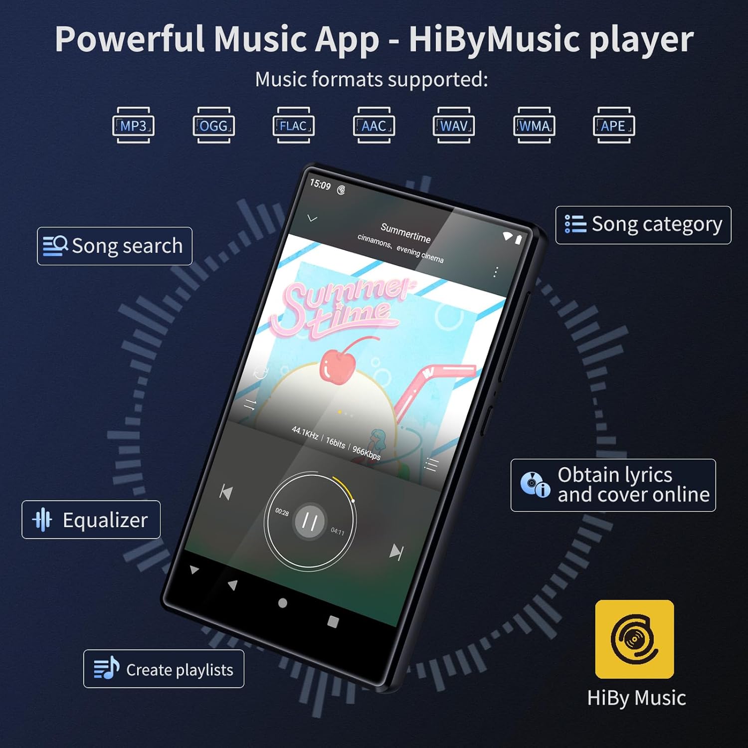 80GB MP3 Player with Bluetooth and WiFi, Android Streaming Music Player with Spotify, Tienda Music, Pandora, Audible, 4.7″ Mp4 Music Player and WiFi