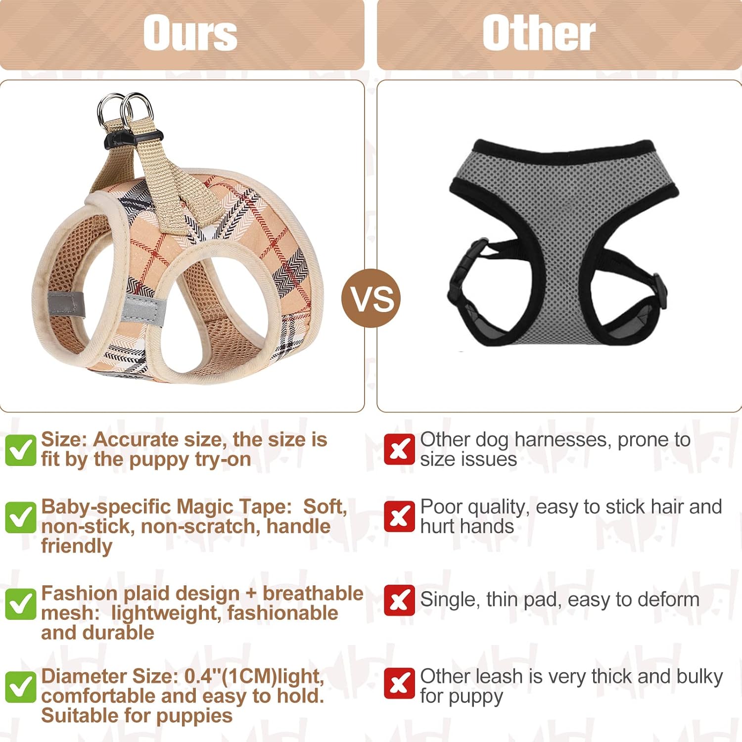 BEAUTYZOO Juego de arnés y correa para perro pequeño, sin estrangulamiento, sin tirones, de malla suave reflectante para cachorros y gatos