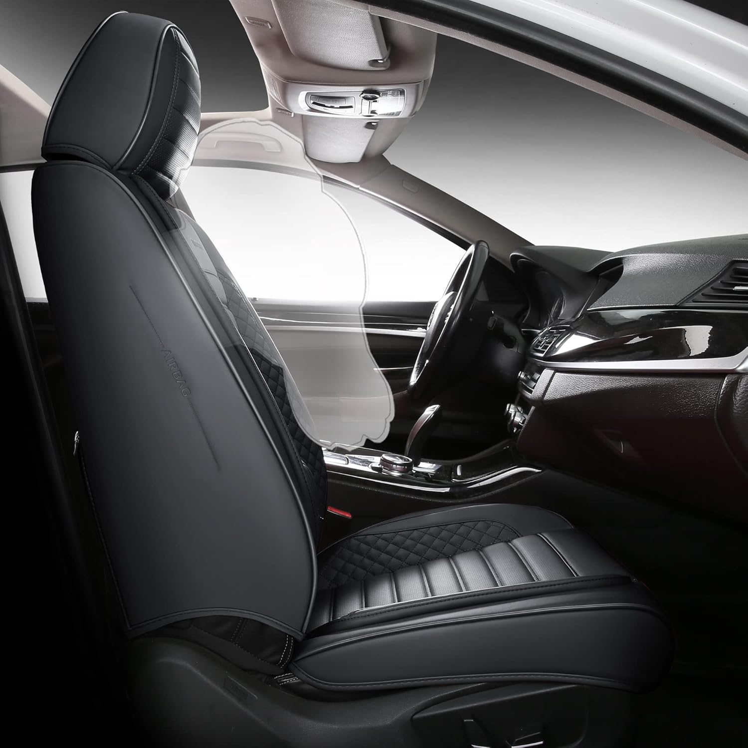 HAITOUR Fundas de cuero de cobertura completa para asiento delantero de automóvil, 1 par, ajuste universal para la mayoría de automóviles, sedanes,