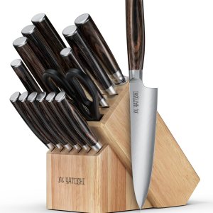 Yatoshi – Juego de 15 cuchillos de acero inoxidable de alto carbono ultra afilado con mango ergonómico Yatoshi – Juego de 15 cuchillos de acero inoxidable de alto carbono ultra afilado con mango ergonómico