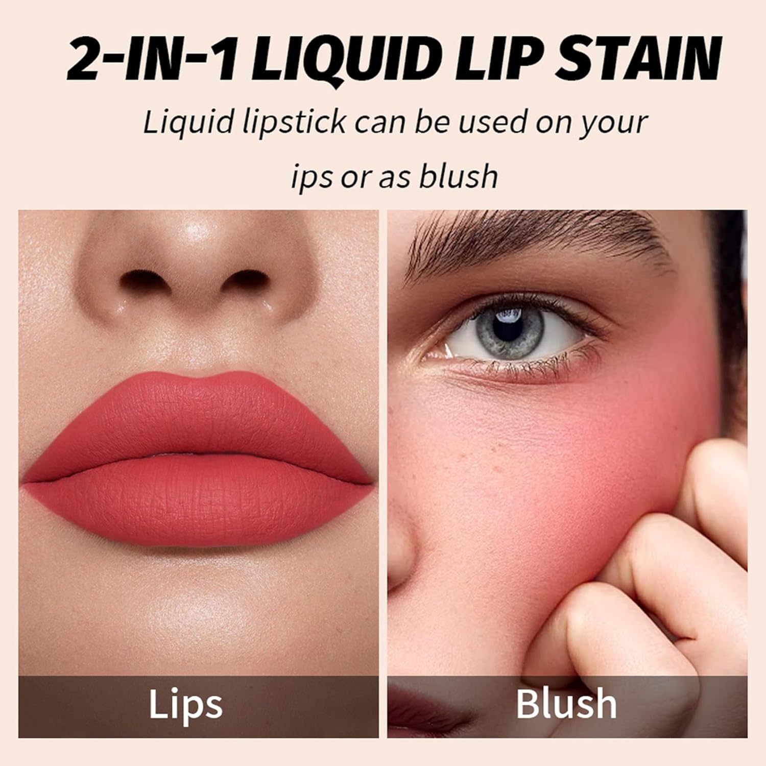 Juego de 2 tintes labiales de terciopelo para labios, tinte de labios líquido multiusos, larga duración, impermeable, antiadherente, tinte para