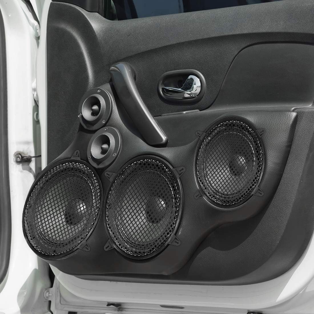 X AUTOHAUX Cubierta de altavoz de audio de coche negro de 12 pulgadas de malla metálica Subwoofer Grill Horn Guard