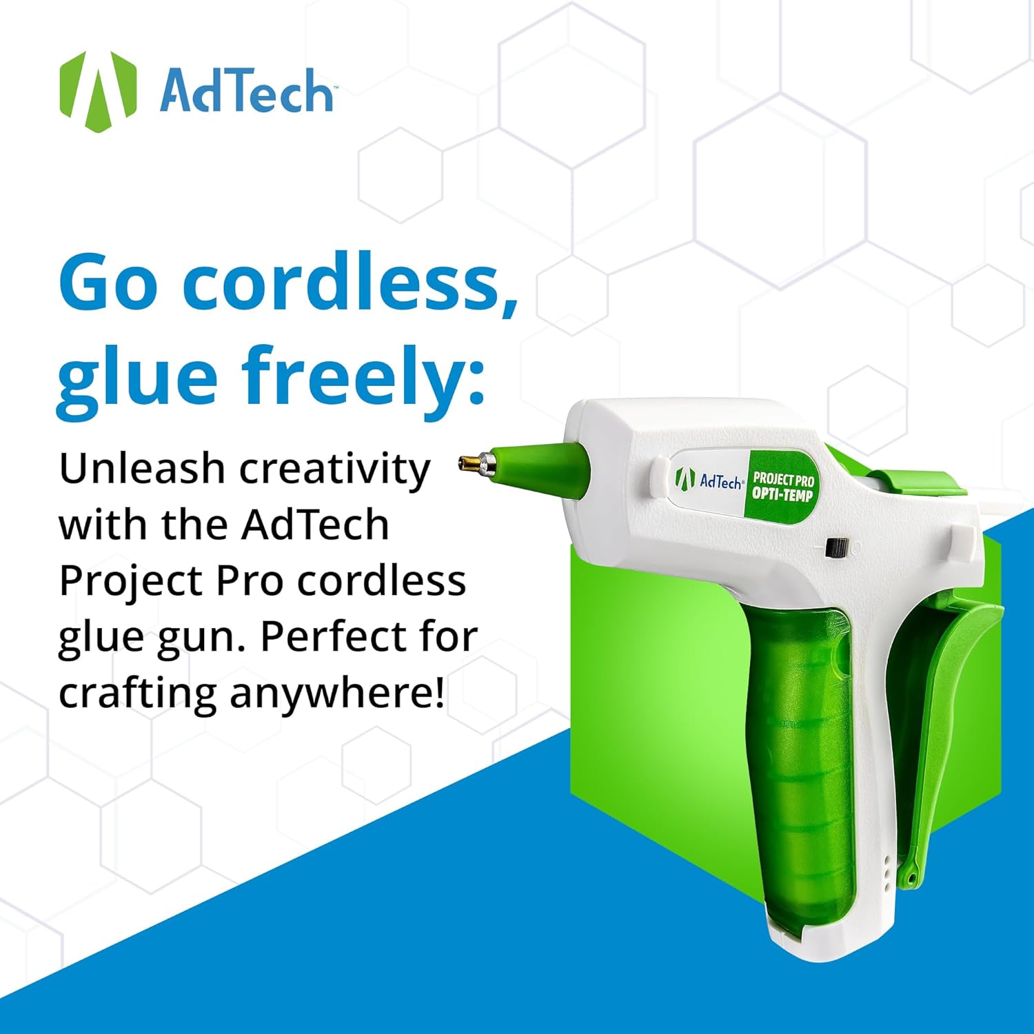 AdTech Project Pro – Pistola de pegamento caliente inalámbrica recargable, mini pistola de pegamento con barras de pegamento Artistik sin cuerdas,