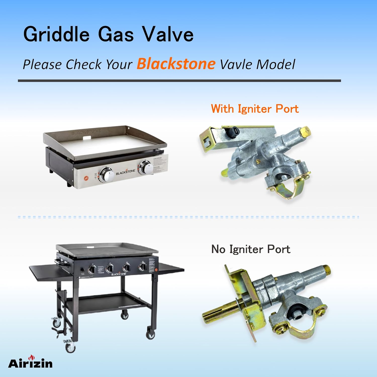 Válvula de control de quemador de plancha para Blackstone de 22 pulgadas, plancha de mesa 1666, para parrilla Blackstone Gas Valve con puerto de