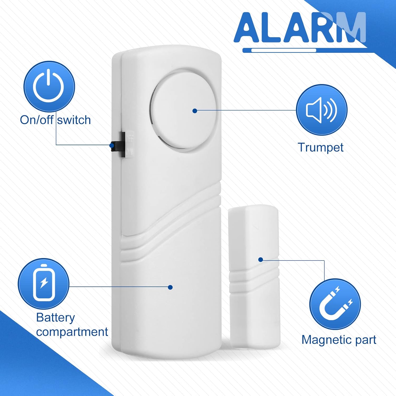 16 unidades de alarma de puerta y ventana para seguridad del hogar, sensores de alarma inalámbricos para puerta y ventana, antirrobo, alarma