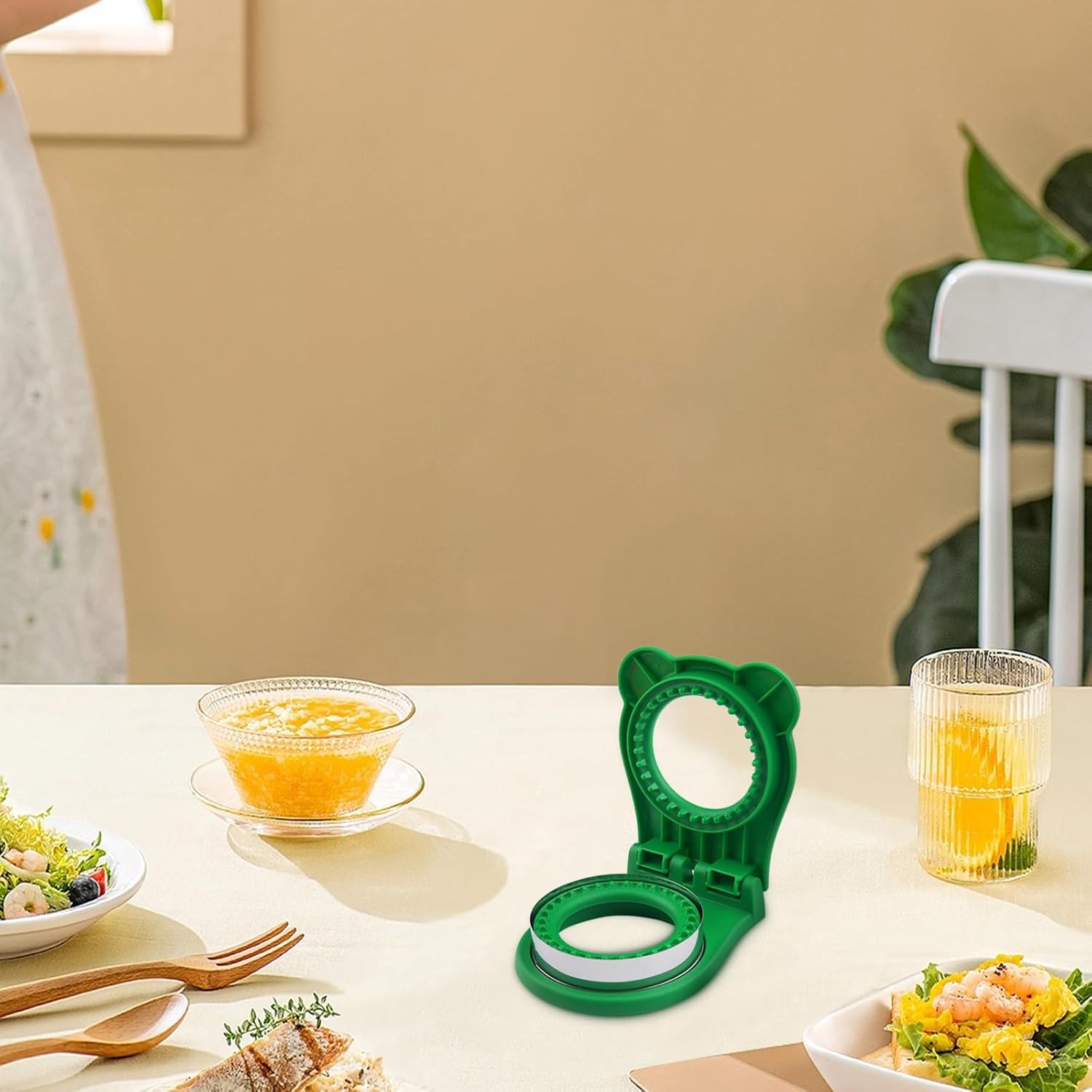 Cortador de sándwich verde  perfecto para sándwiches, galletas y creaciones de bricolaje, cortador y sellador de sándwiches, desoxidante de pan sin