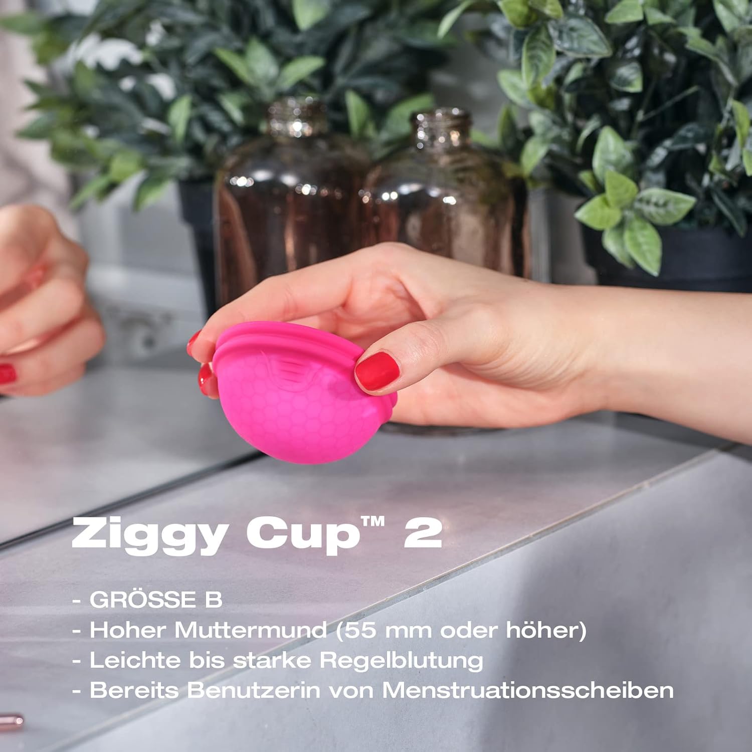 Intimina Ziggy Cup 2 – Disco menstrual reutilizable extrafino, vaso menstrual desechable, con diseño de ajuste plano, disco de período, anillo de