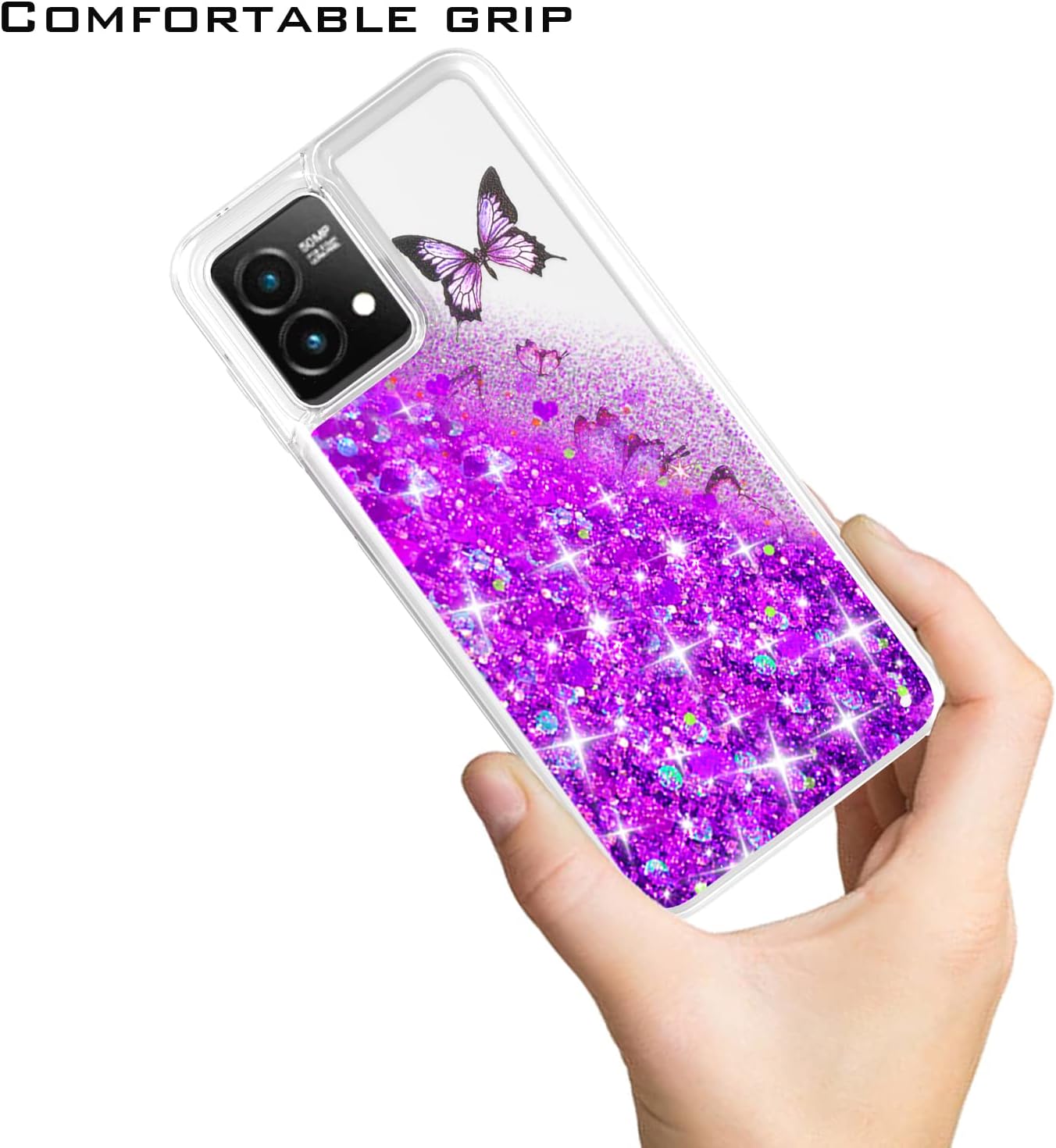 EnCases Funda para Moto G 5G 2023 con purpurina líquida, Motorola G 5G 2023 Carcasa Quicksand Sparkle Heavy Duty Hybrid, Motorola Moto G 5G 2023
