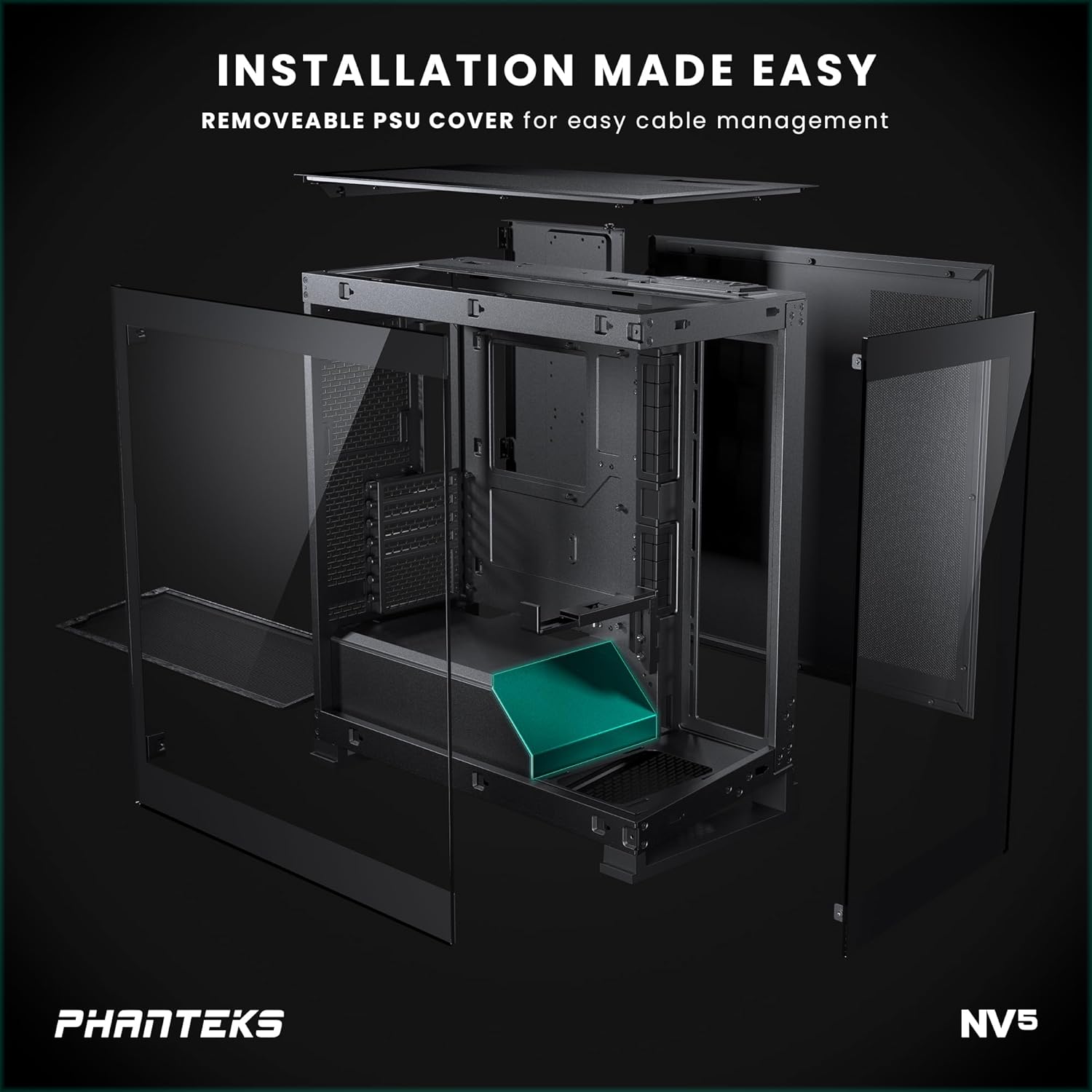 Phanteks NV5 (PH-NV523TG_DMW01) Chasis de media torre para escaparate, alto rendimiento de flujo de aire, iluminación DA-RGB integrada, diseño de