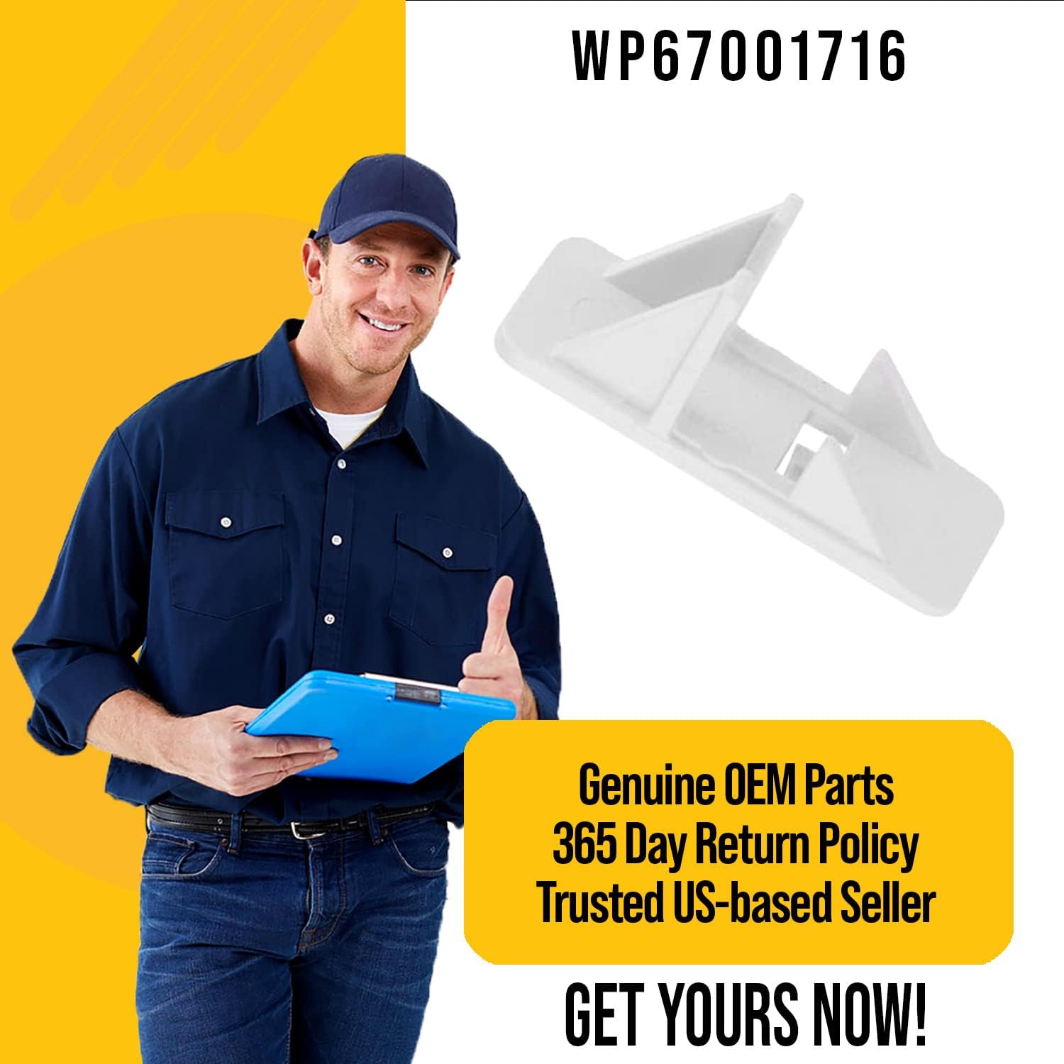 WP67001716 – Soporte para cubierta de cajón para frigorífico, sustituye a AP6010289, 67001716, 1022681, 12531802, 8208369, PS11743468