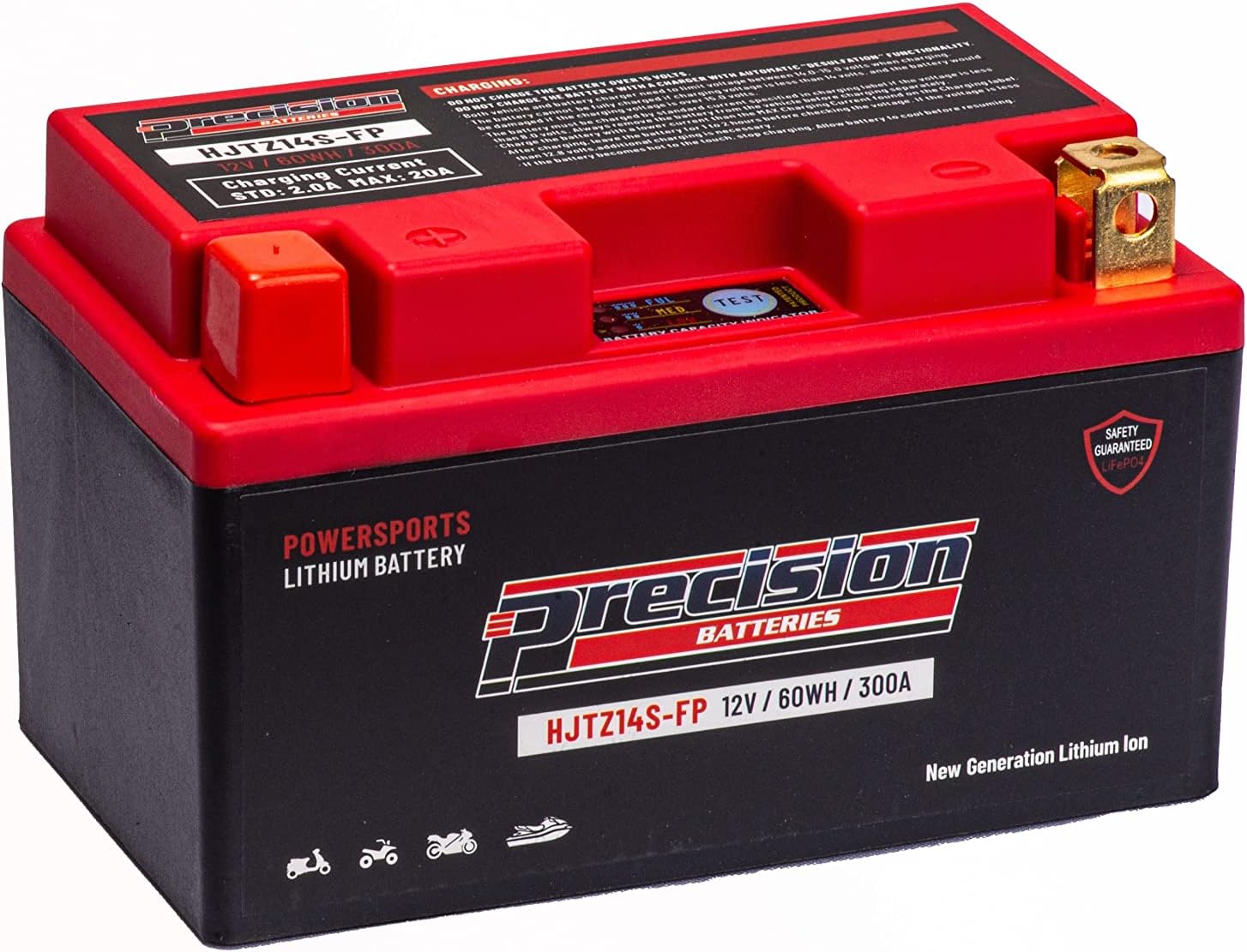 Precision HJTZ14S-FP – Batería de iones de litio de repuesto para Yamaha 1700CC VMAX, 2009-2017, 12 voltios, 60 WH 300 CCA
