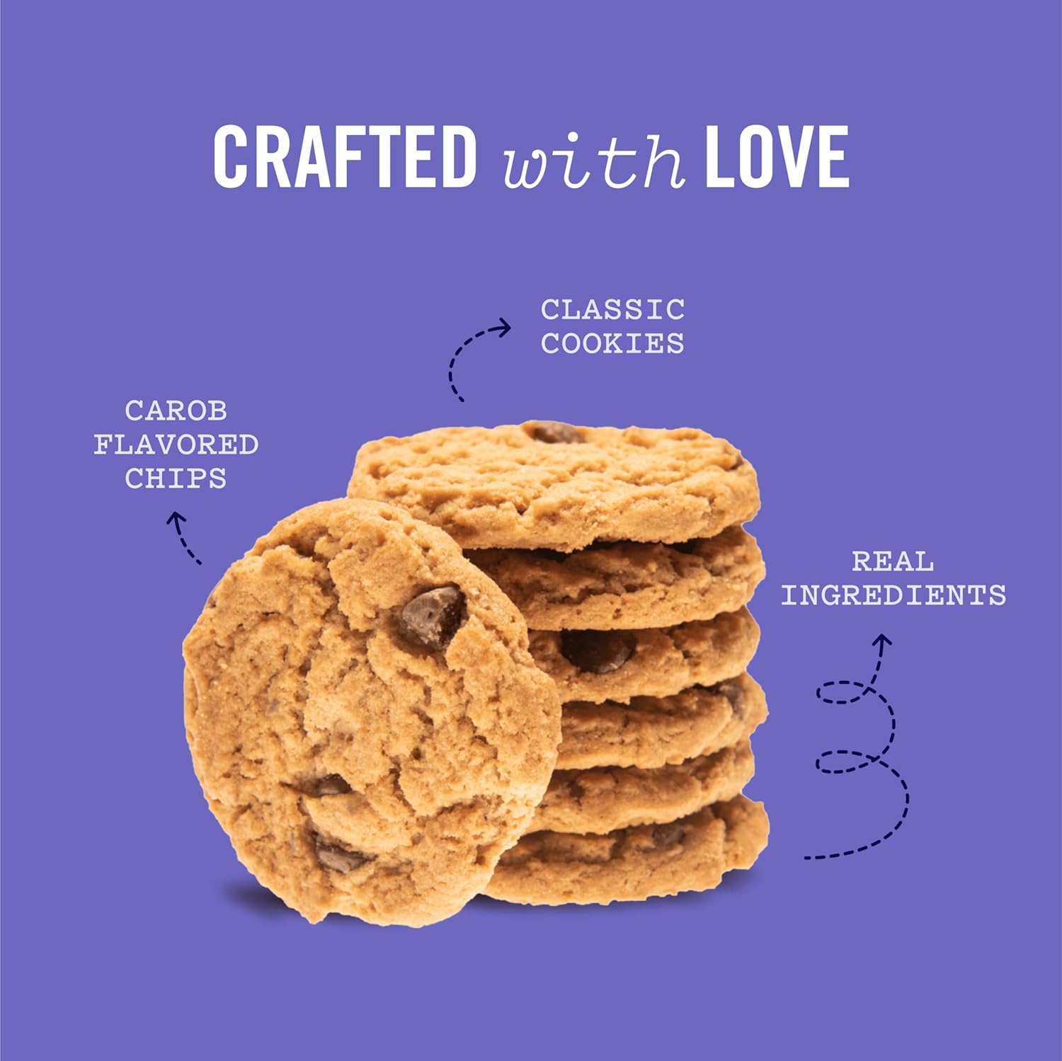 Three Dog Bakery Galletas con chips con sabor a algarroba, golosinas prémium para perros, paquete de 13 onzas, paquete de 6