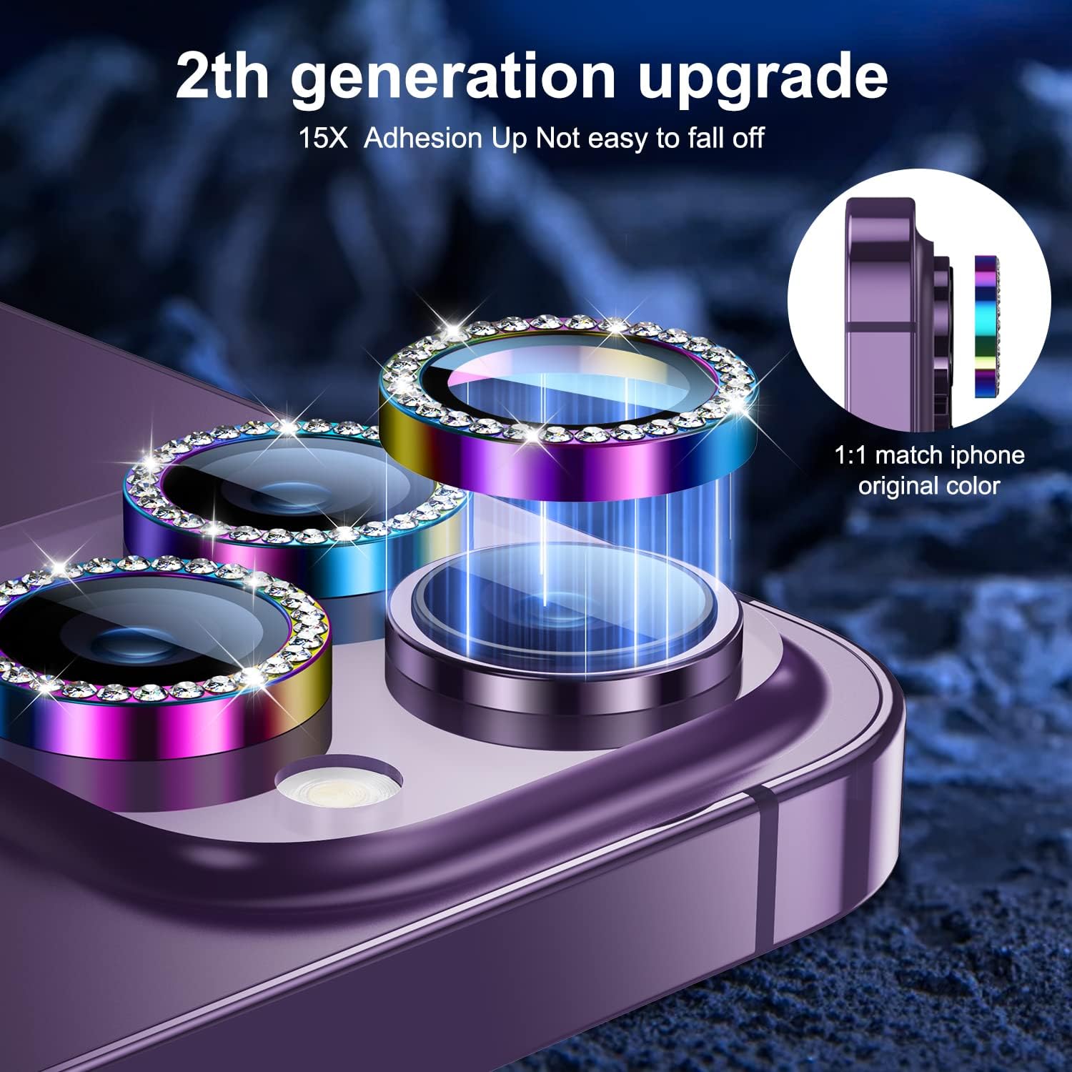 BAZO Protector de lente de cámara para iPhone 14 ProiPhone 14 Pro Max, protección contra caídas Cubierta de cámara de vidrio templado 9H, pantalla