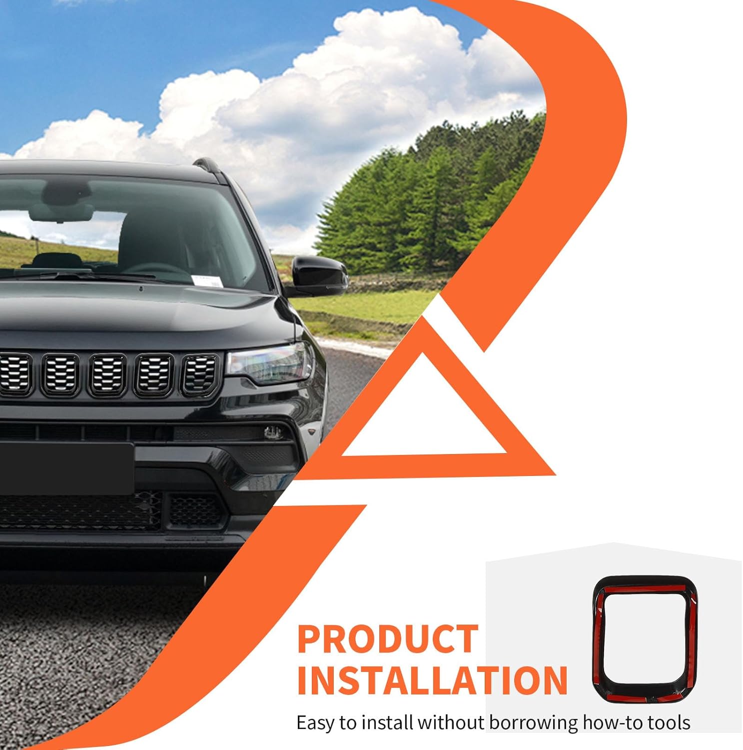 Insertos de parrilla protectores de rejilla compatibles con Jeep Compass 2021 2022 2023 TrailhawkLimitedLatitudAltitudSport (Negro)