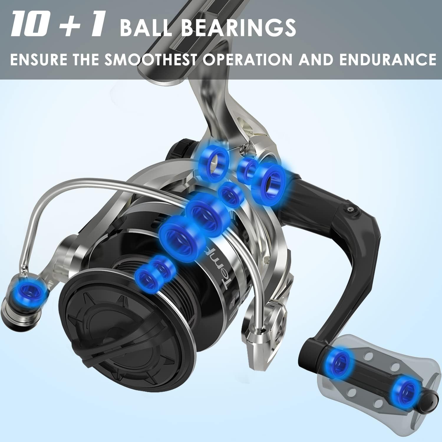 Tempo Vertix Spinning Reel, Smooth 10+1 Stainless BB Fishing Reels for Freshwater, Ultralight Graphite Frame with Carbon Fiber 20LBs Drag Max, 6.21