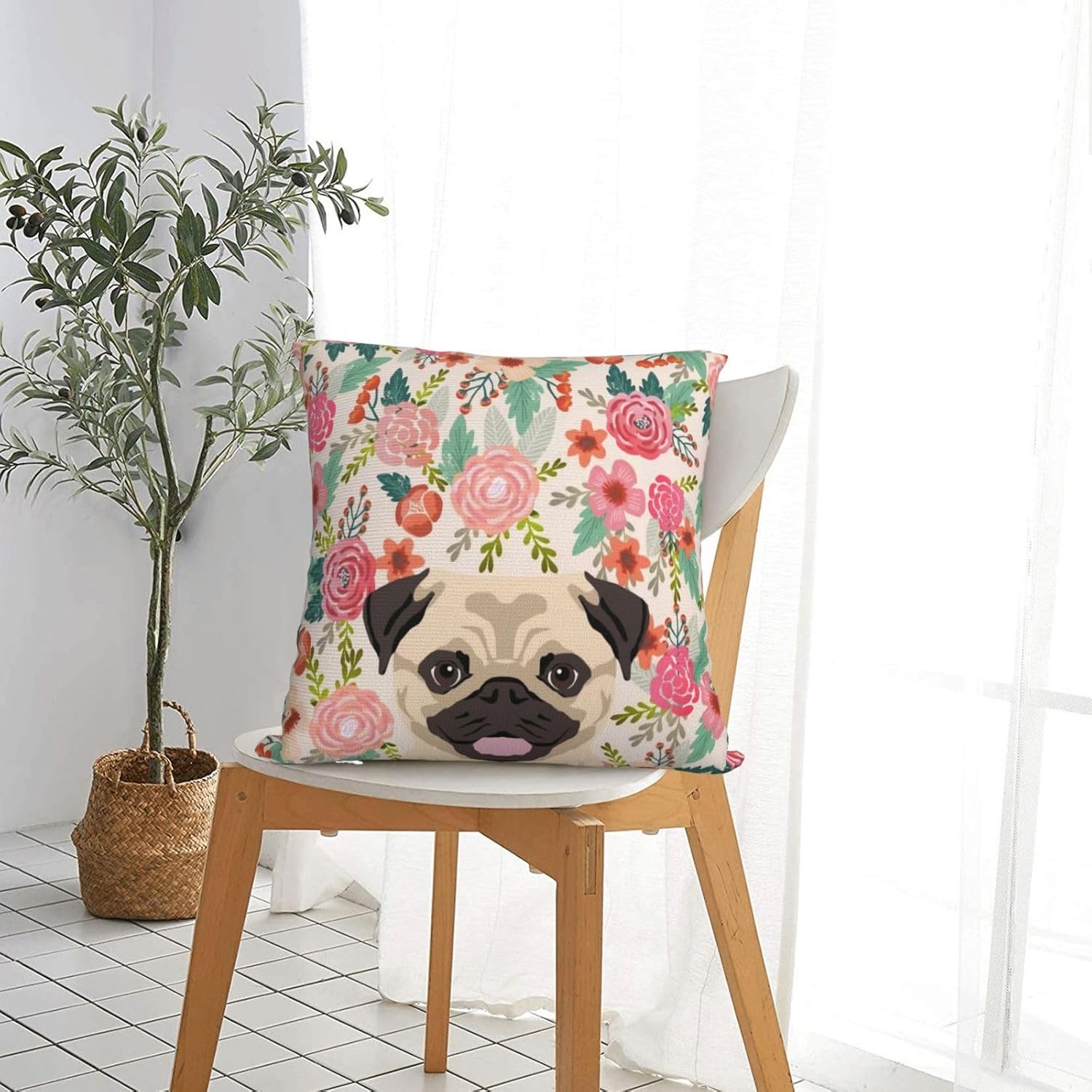 Fundas de almohada con estampado de lindos perros carlino, amantes de las mascotas, para dormitorio, cama y sofá, fundas de almohada cuadradas