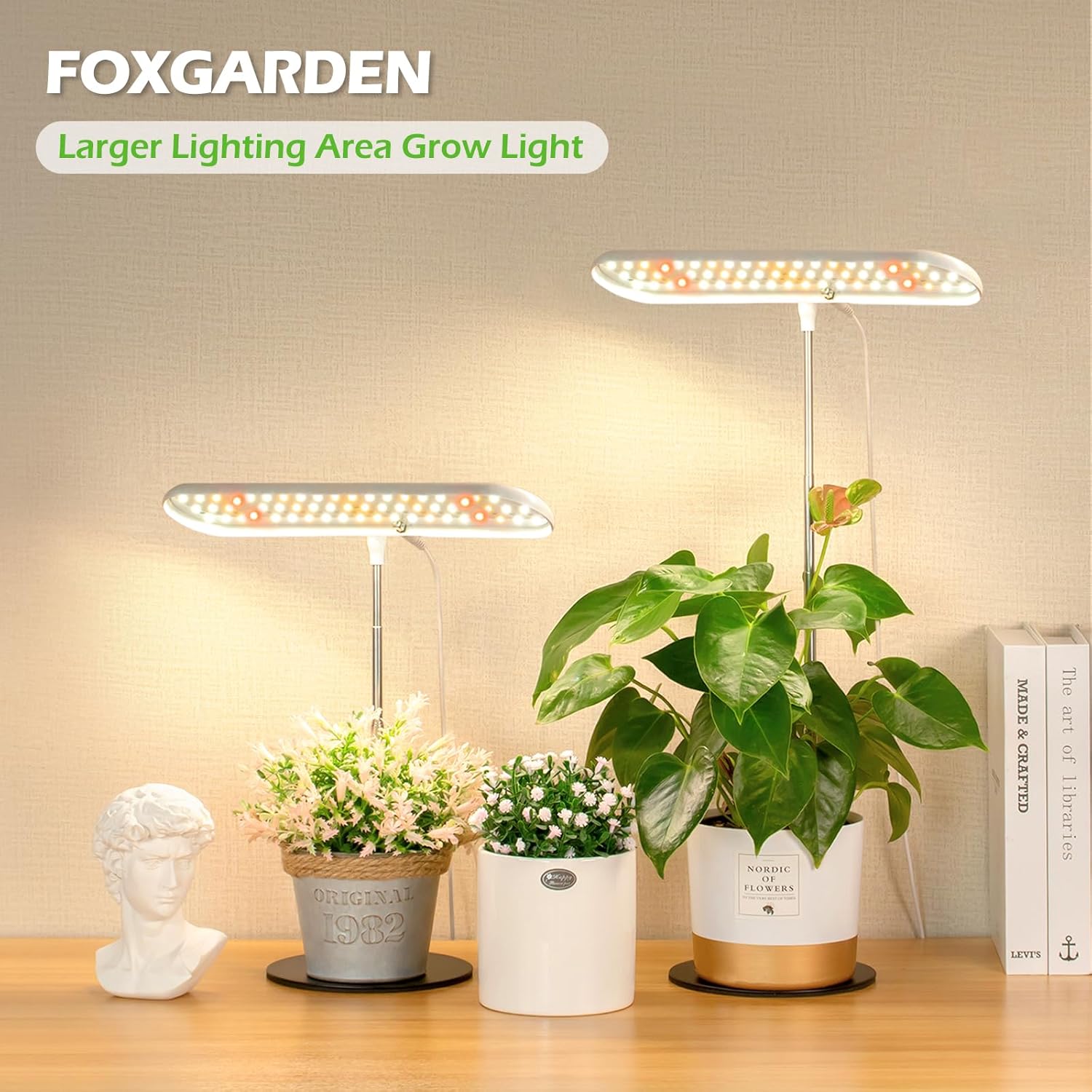 Luz de crecimiento, lámpara de cultivo de escritorio de espectro completo con base, luz LED brillante para plantas con temporizador de