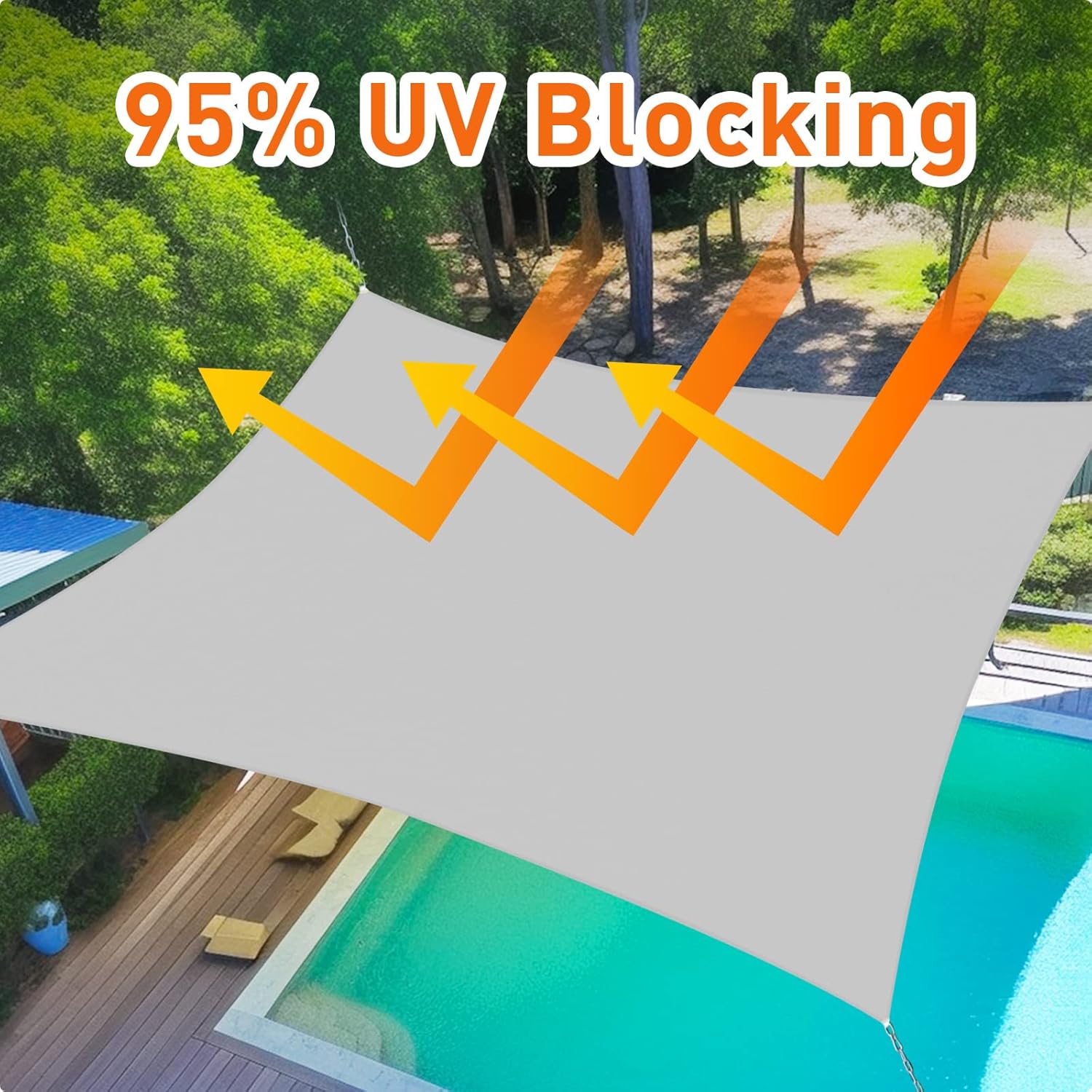 Artpuch Toldo parasol tipo vela rectangular de 6.75 ozm, para patio al aire libre, 6.54 ozm, para patio trasero, jardín y parque infantil