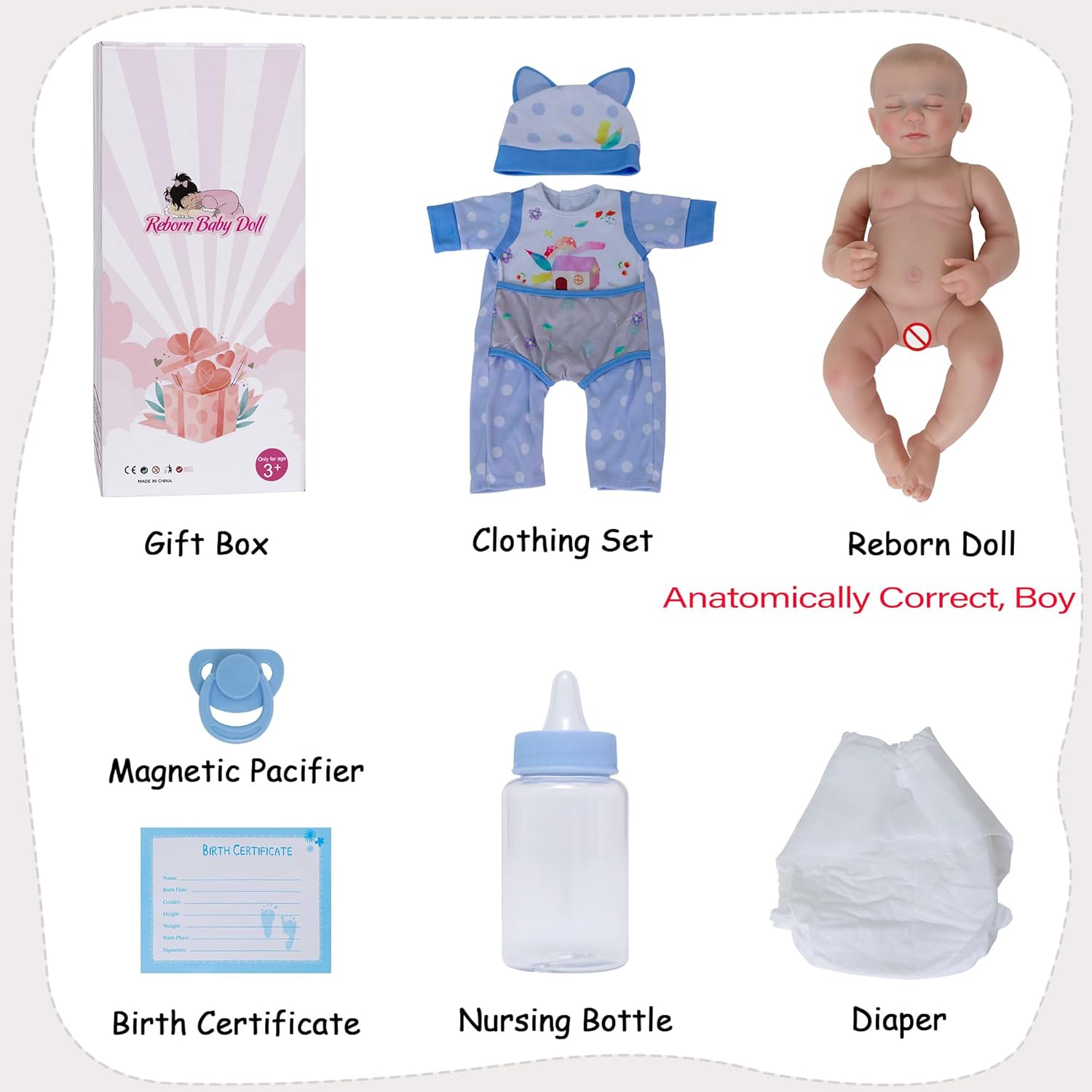 Muñecas realistas de bebé Reborn  Muñeca sonriente realista de 18 pulgadas con cuerpo de vinilo, regalo de Navidadcumpleaños para niños a partir de