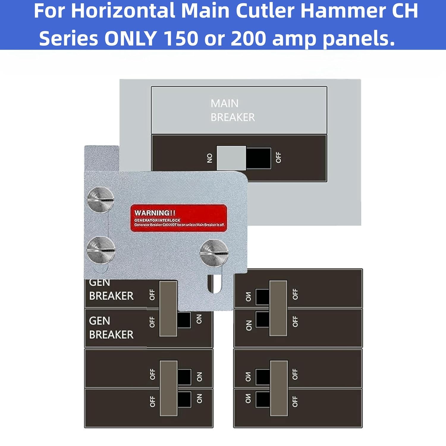 QYZZRS Kit de enclavamiento para generador compatible con martillo principal horizontal solo con disyuntor TAN serie CH de 150 o 200 amperios, 1 12